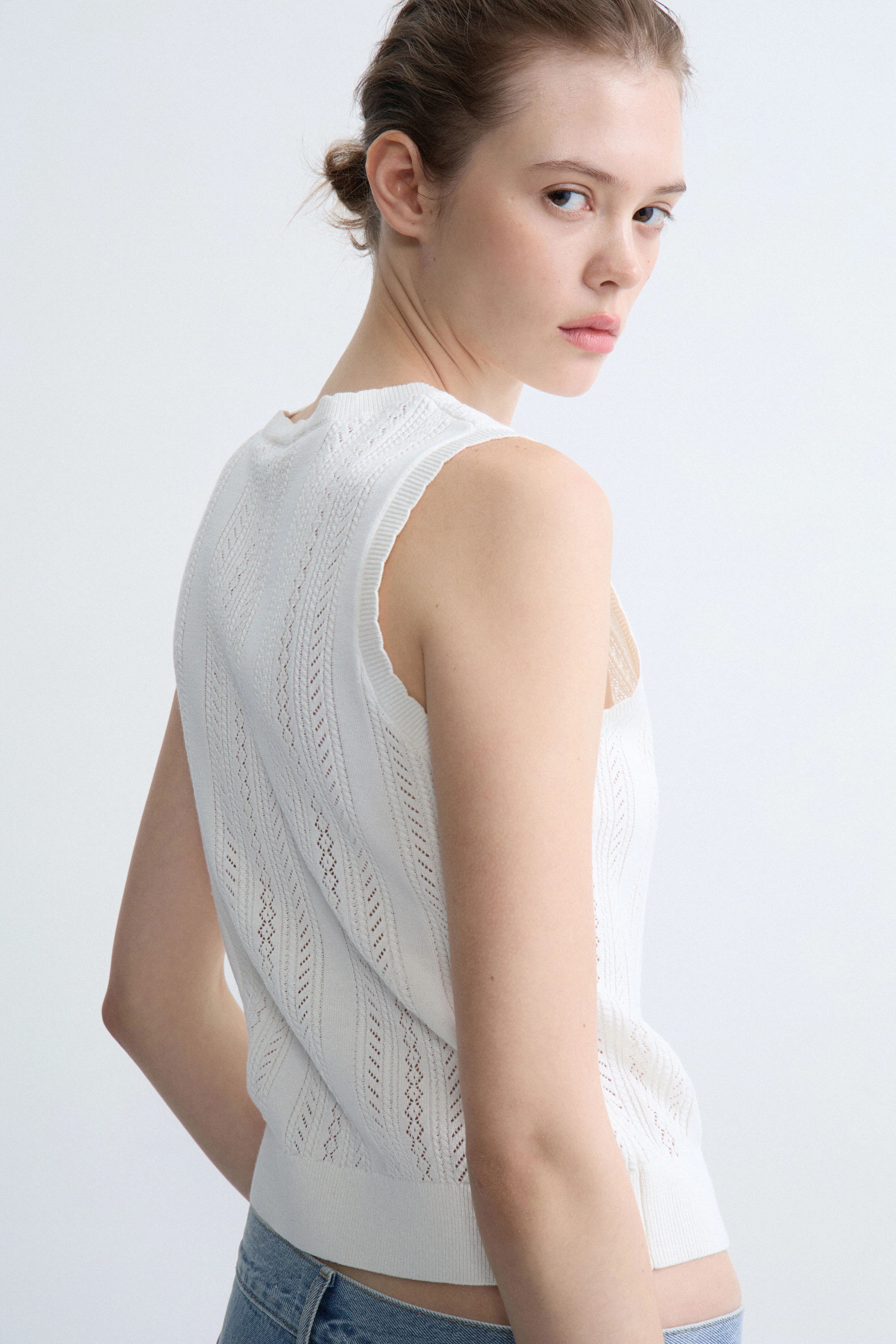 POINTELLE-KNIT VISCOSE-BLEND TOP - Image 2