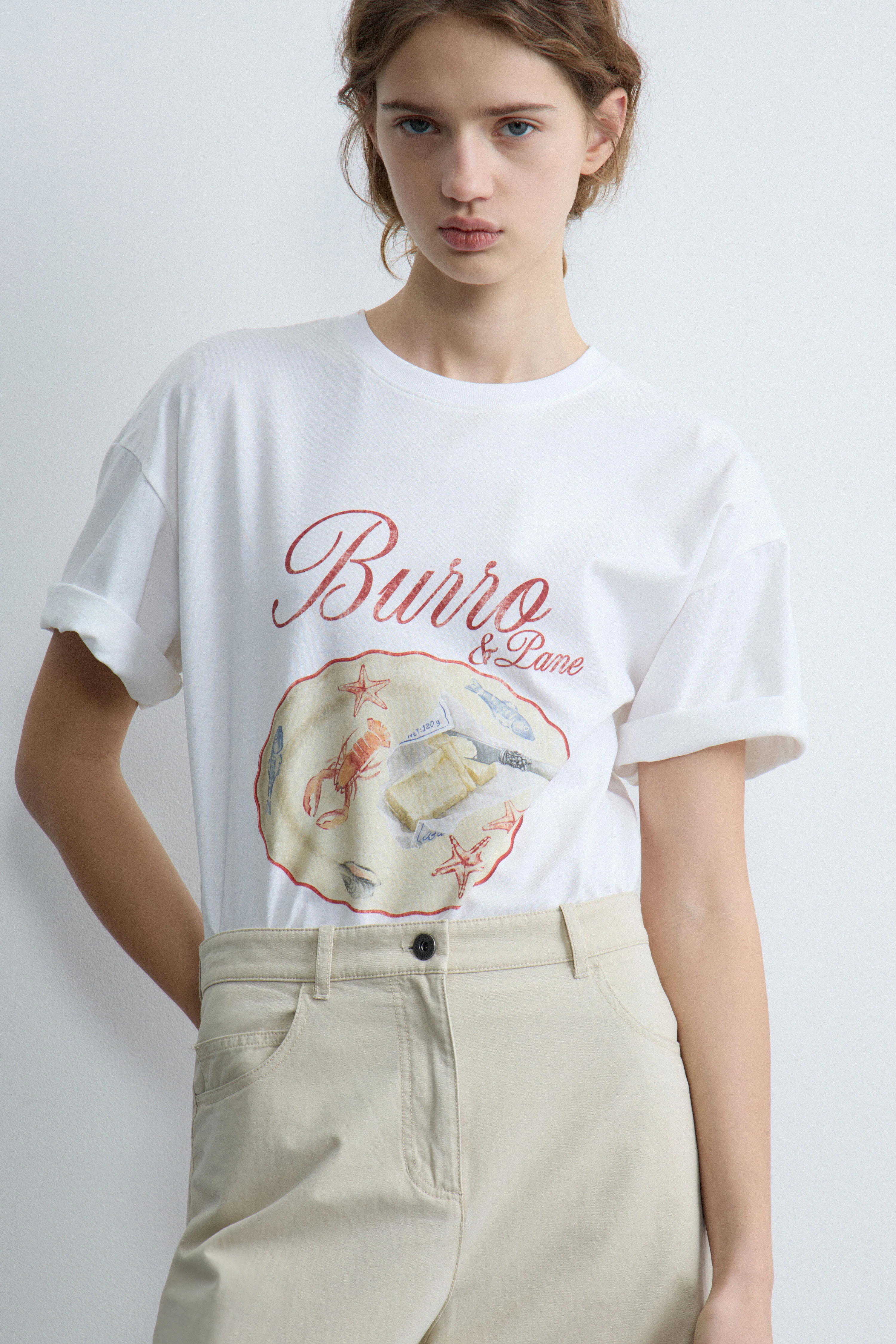 PRINT-MOTIF COTTON T-SHIRT