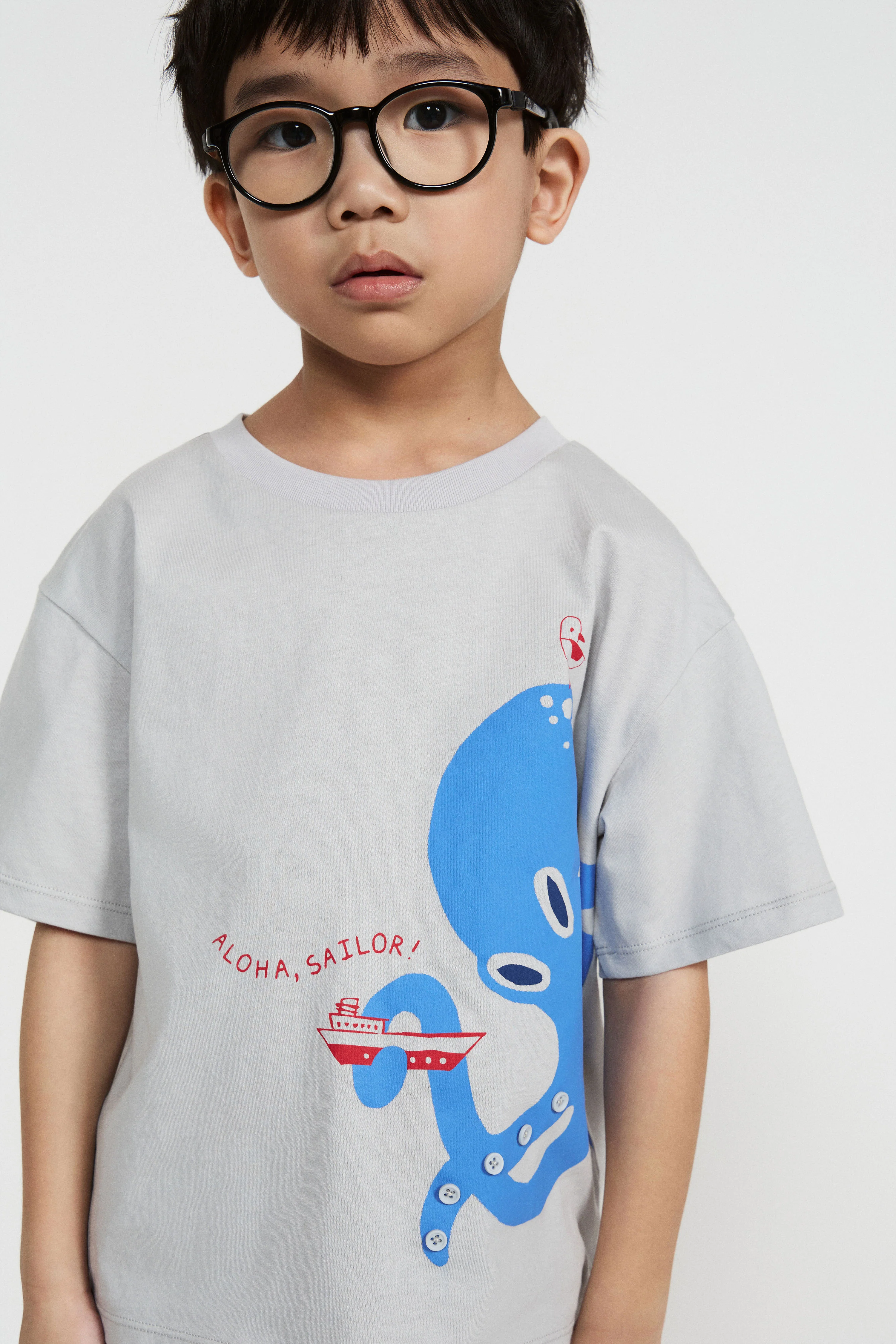 PRINTED COTTON T-SHIRT WITH PATCH