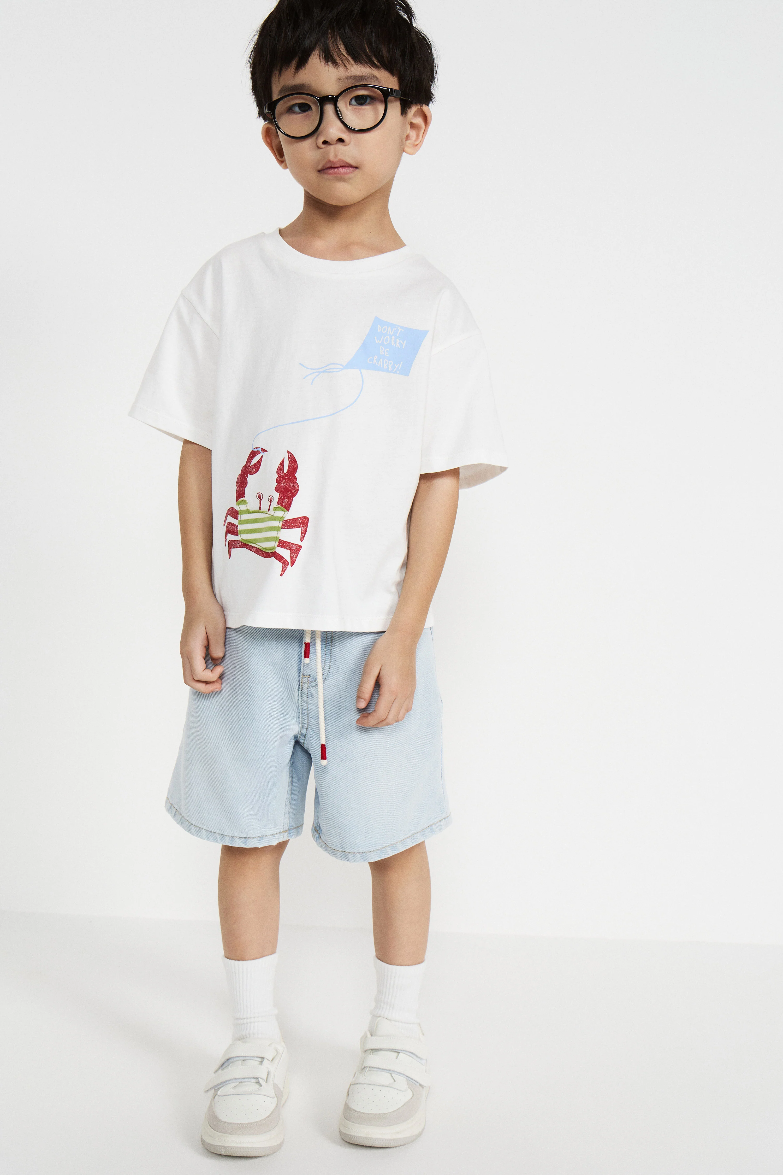 PRINTED COTTON T-SHIRT WITH PATCH