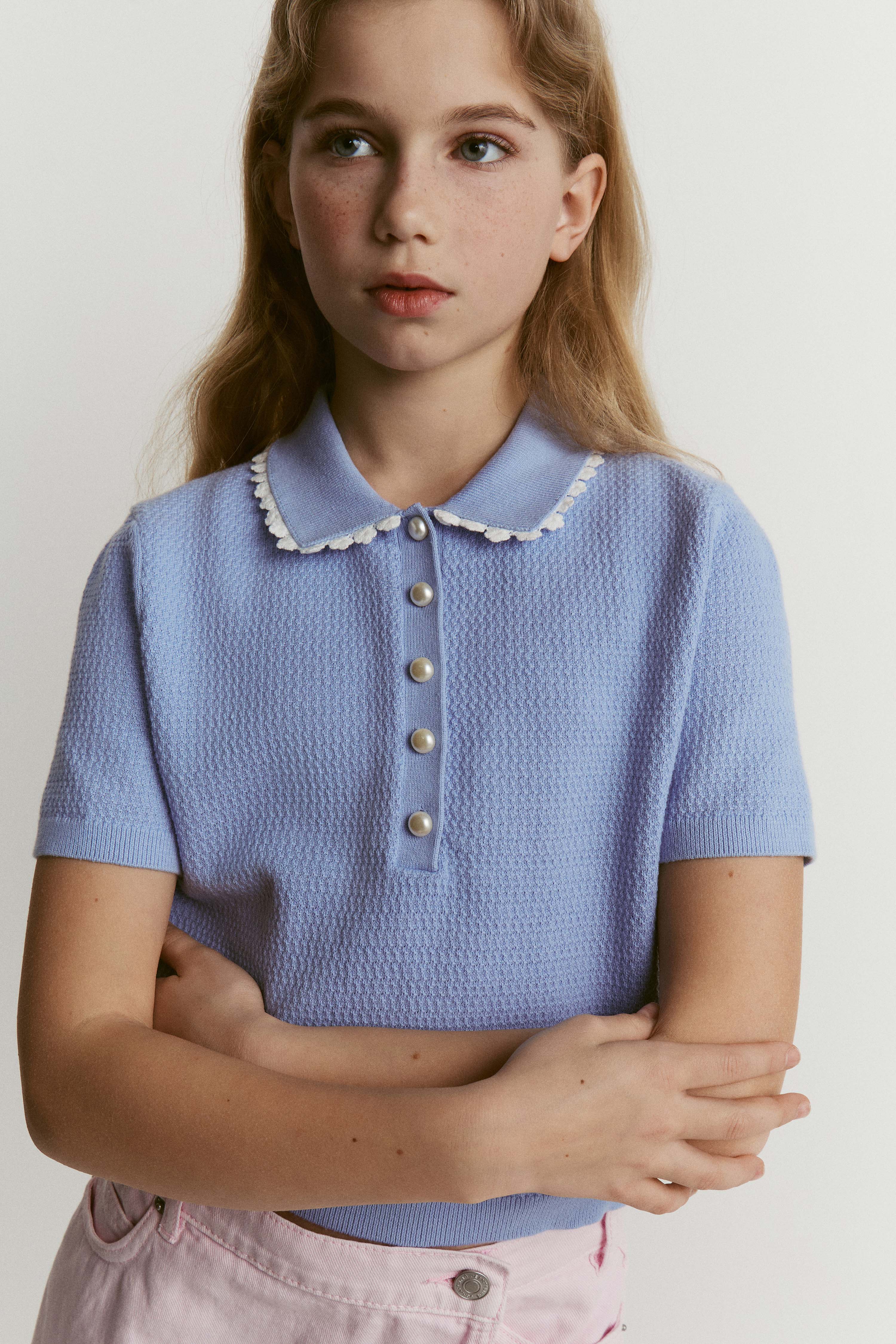PURL-KNIT COTTON POLO