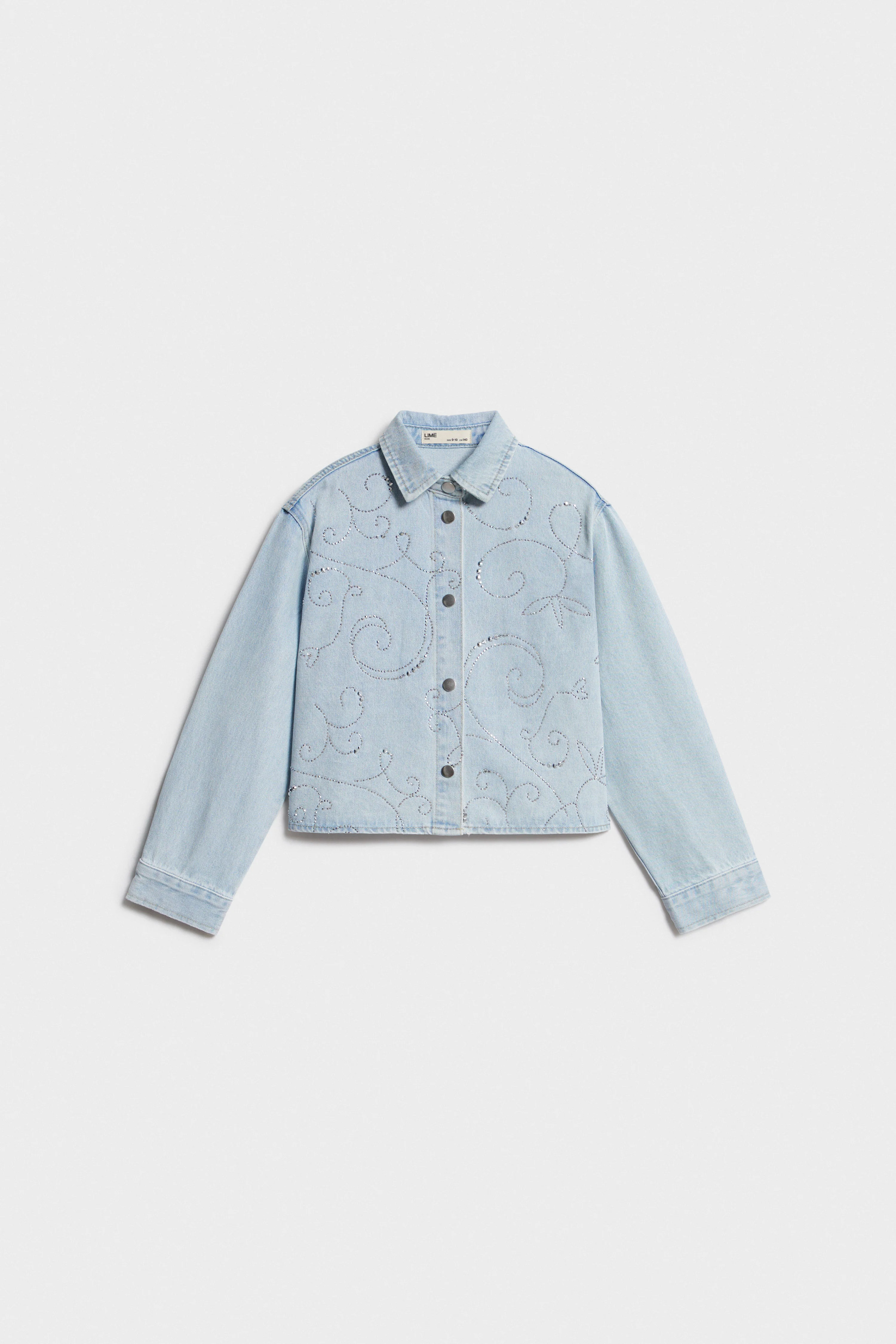 RHINESTONE-EMBELLISHED DENIM SHIRT - Image 5