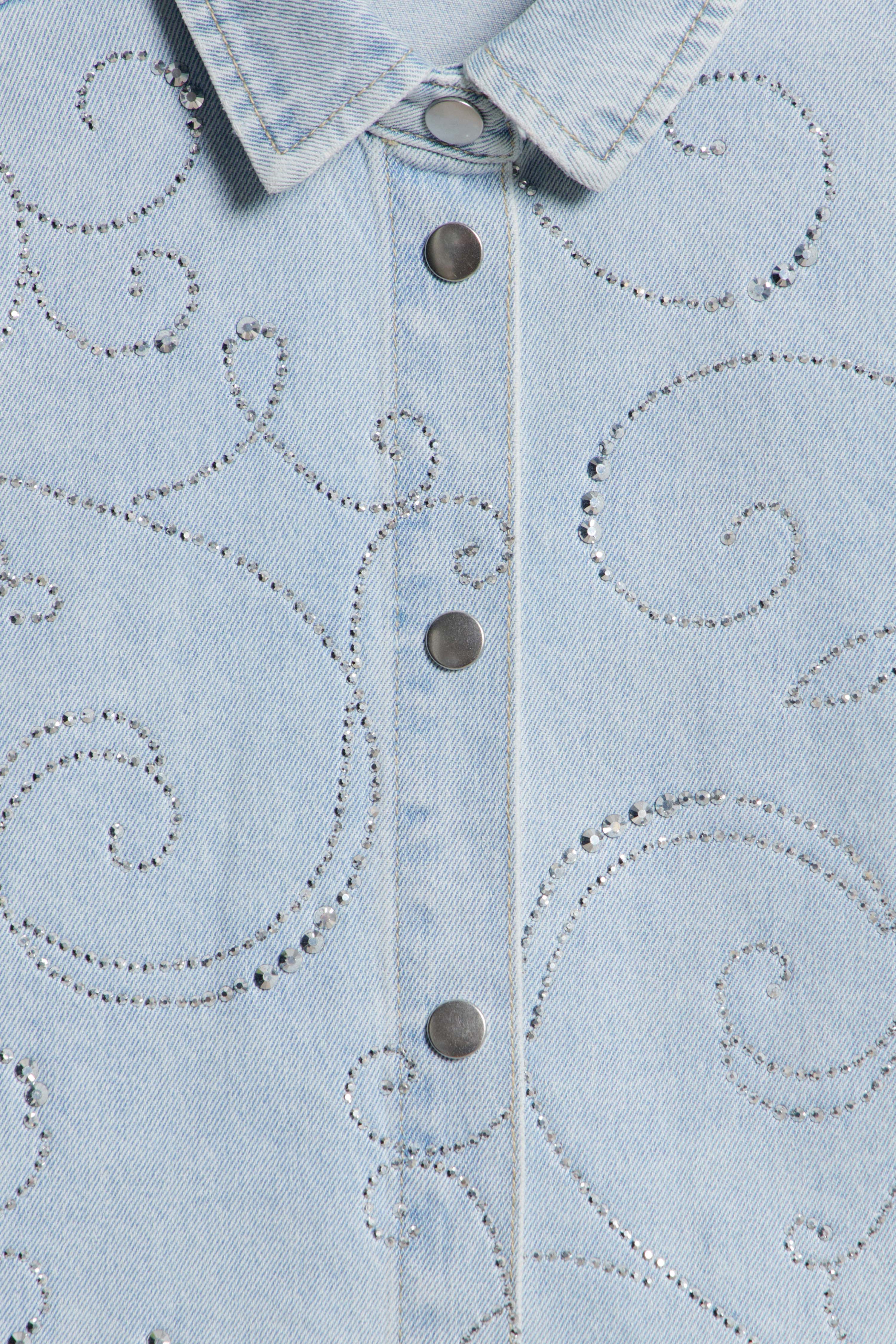 RHINESTONE-EMBELLISHED DENIM SHIRT - Image 7