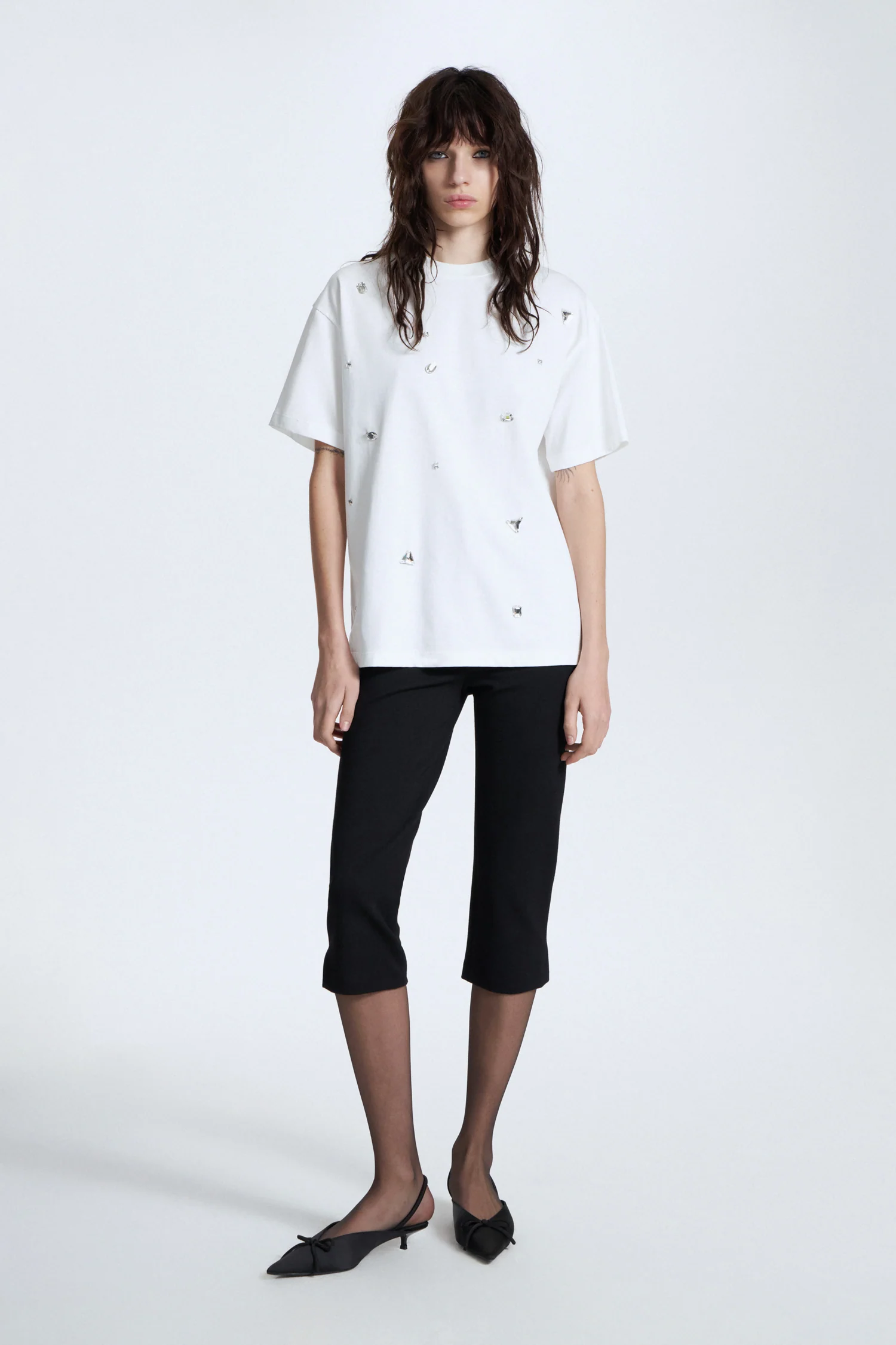 RHINESTONED COTTON T-SHIRT - Image 3