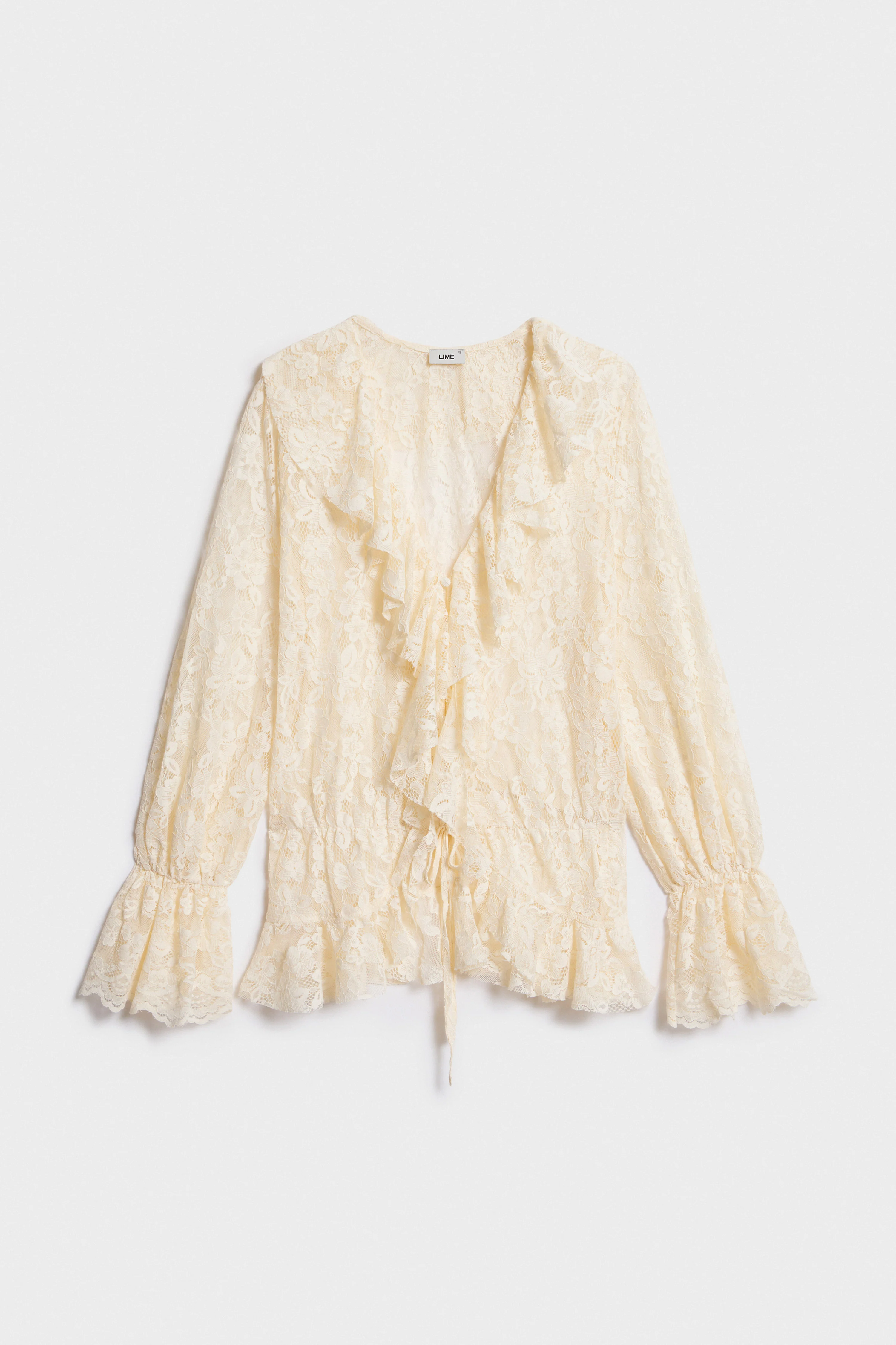 RUFFLE-TRIMMED LACE BLOUSE - Image 3