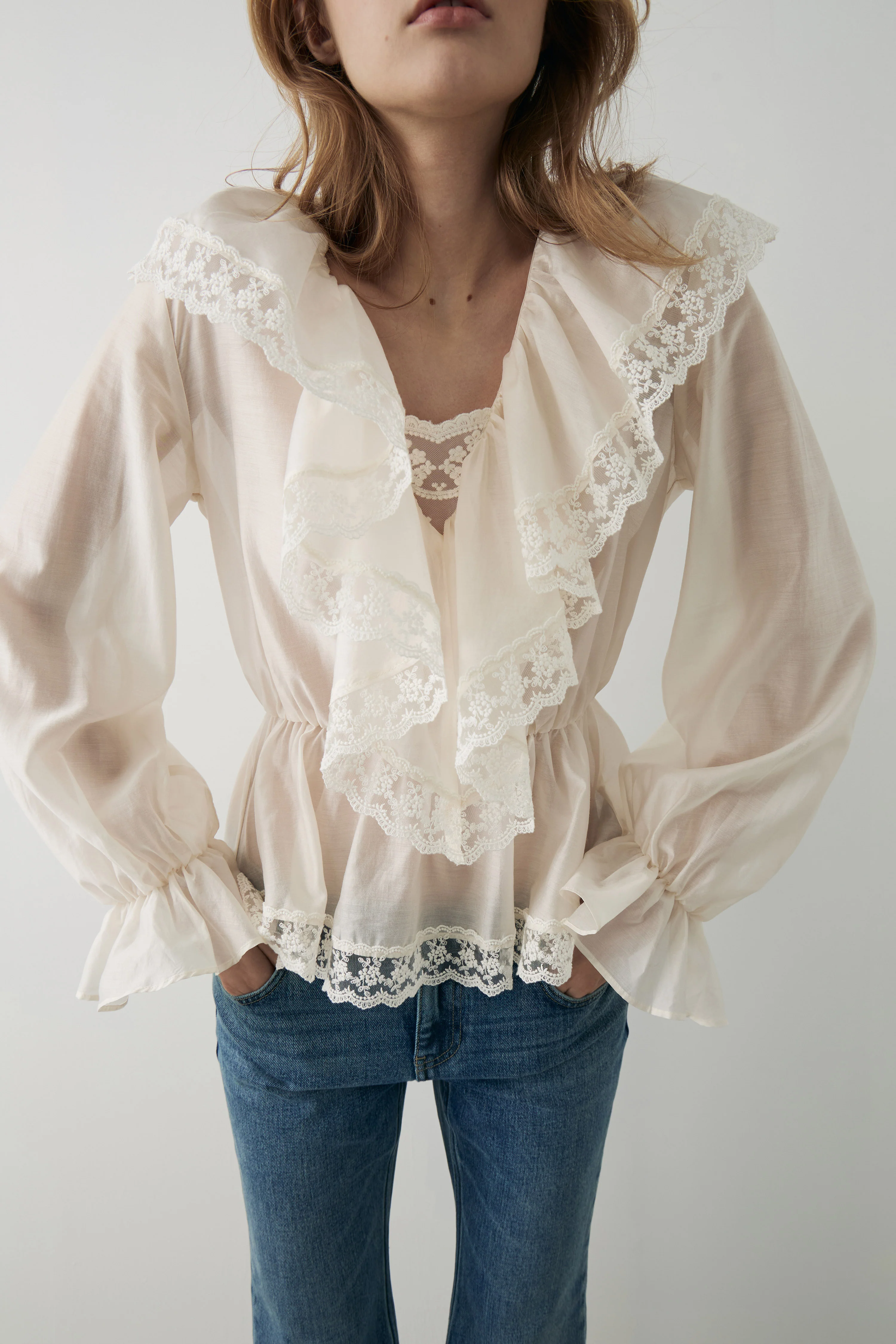 RUFFLED LYOCELL-BLEND BLOUSE - Image 2