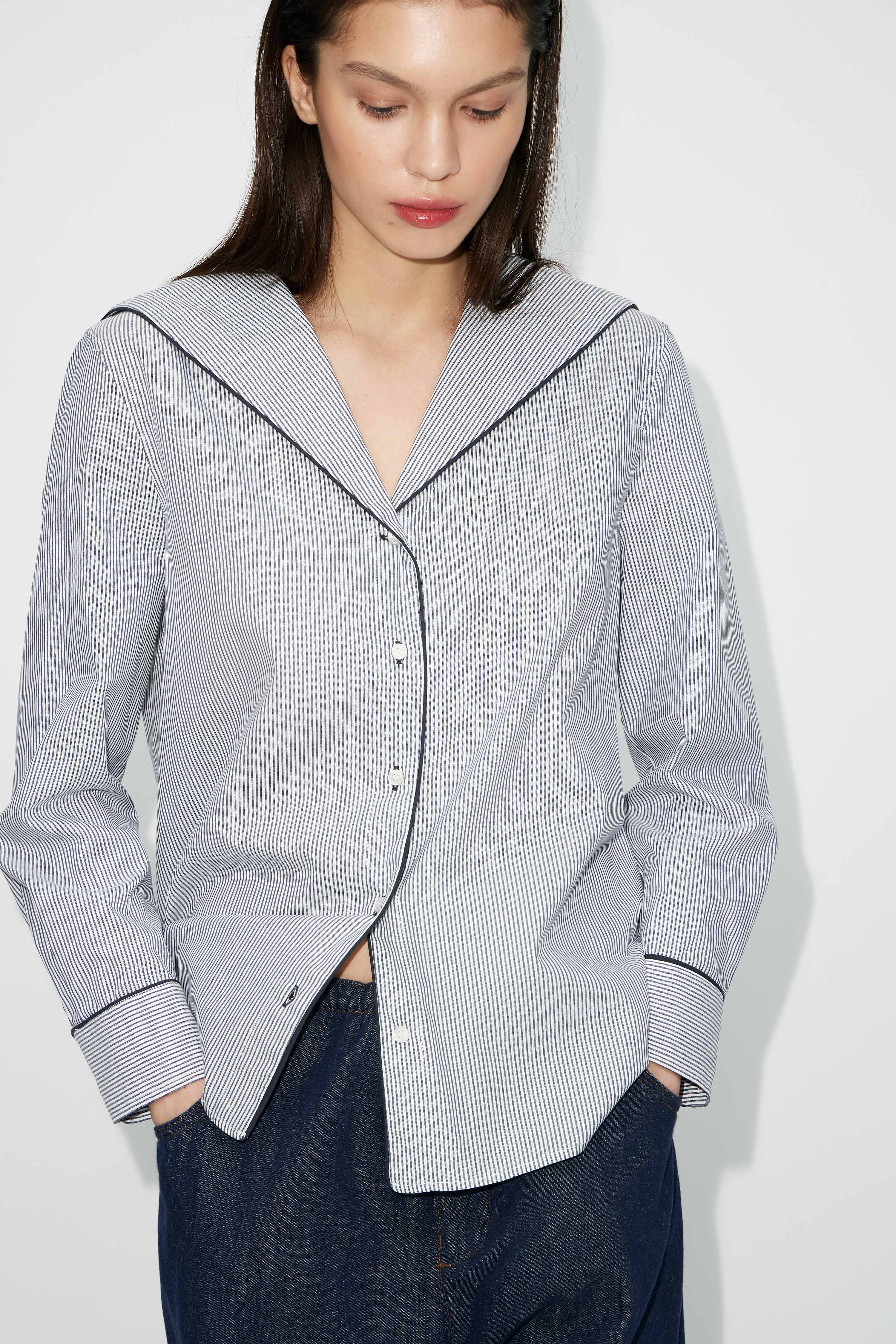 SAILOR-COLLAR COTTON SHIRT
