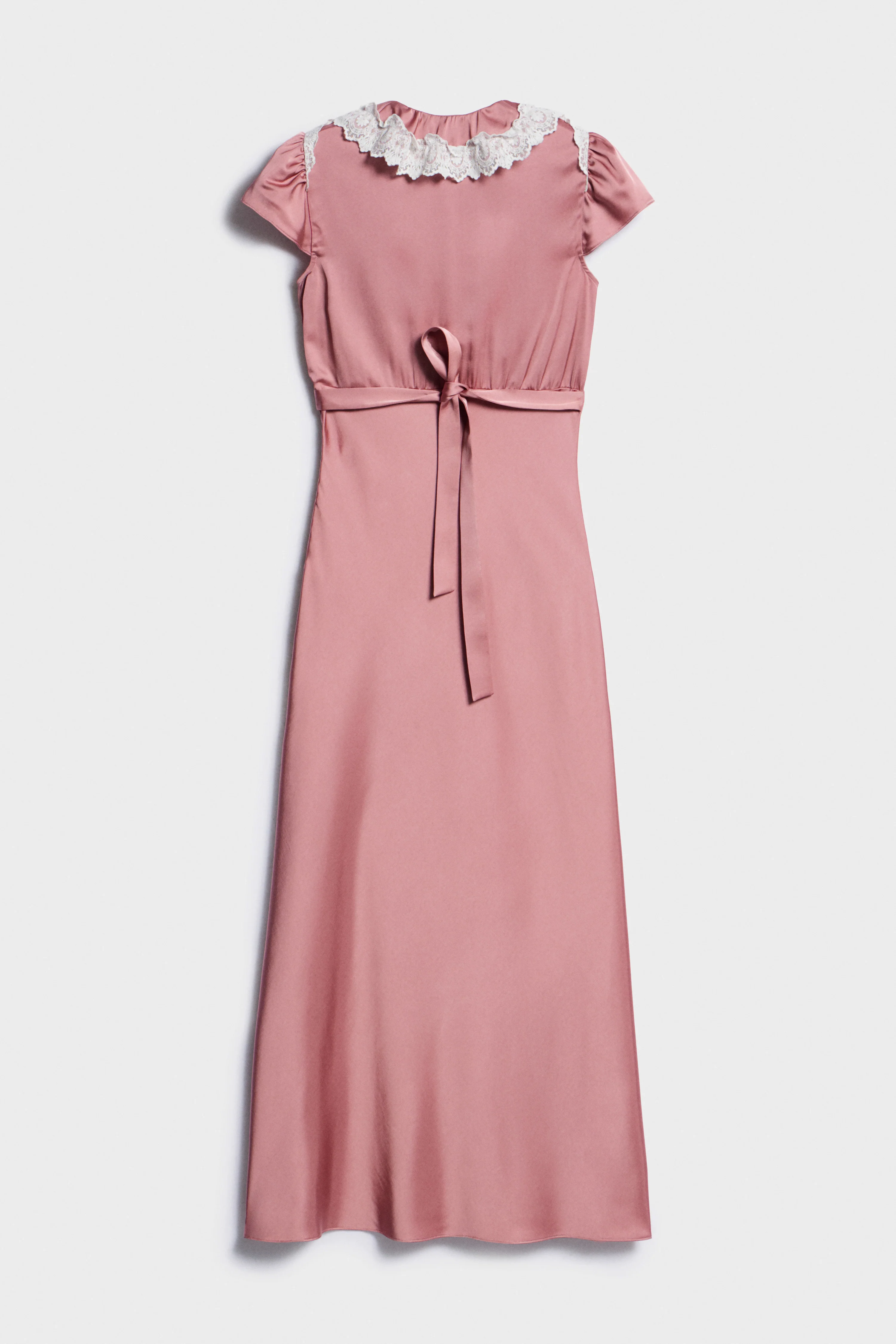 SATIN AND LACE MIDI DRESS - Image 5