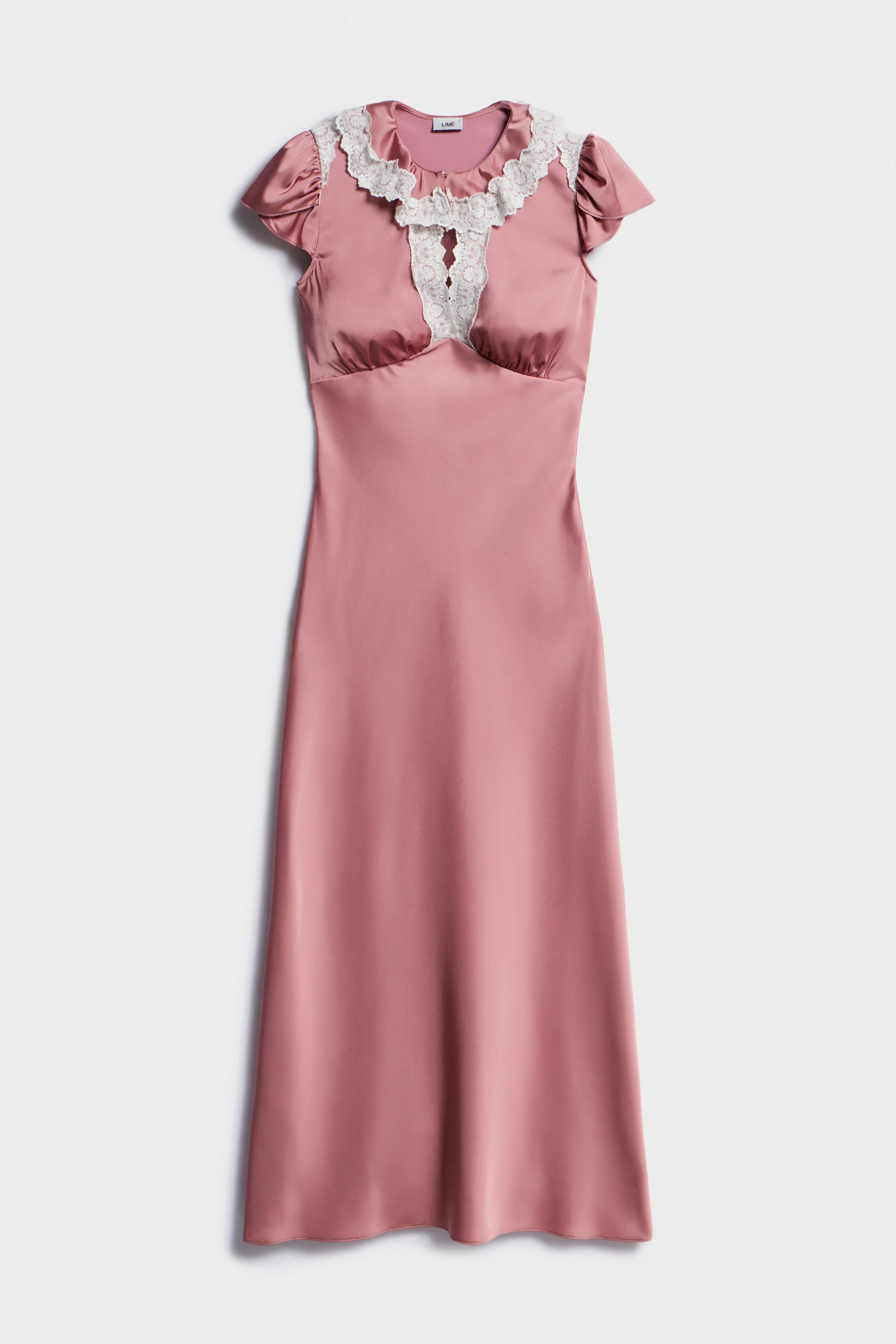 SATIN AND LACE MIDI DRESS - Image 6