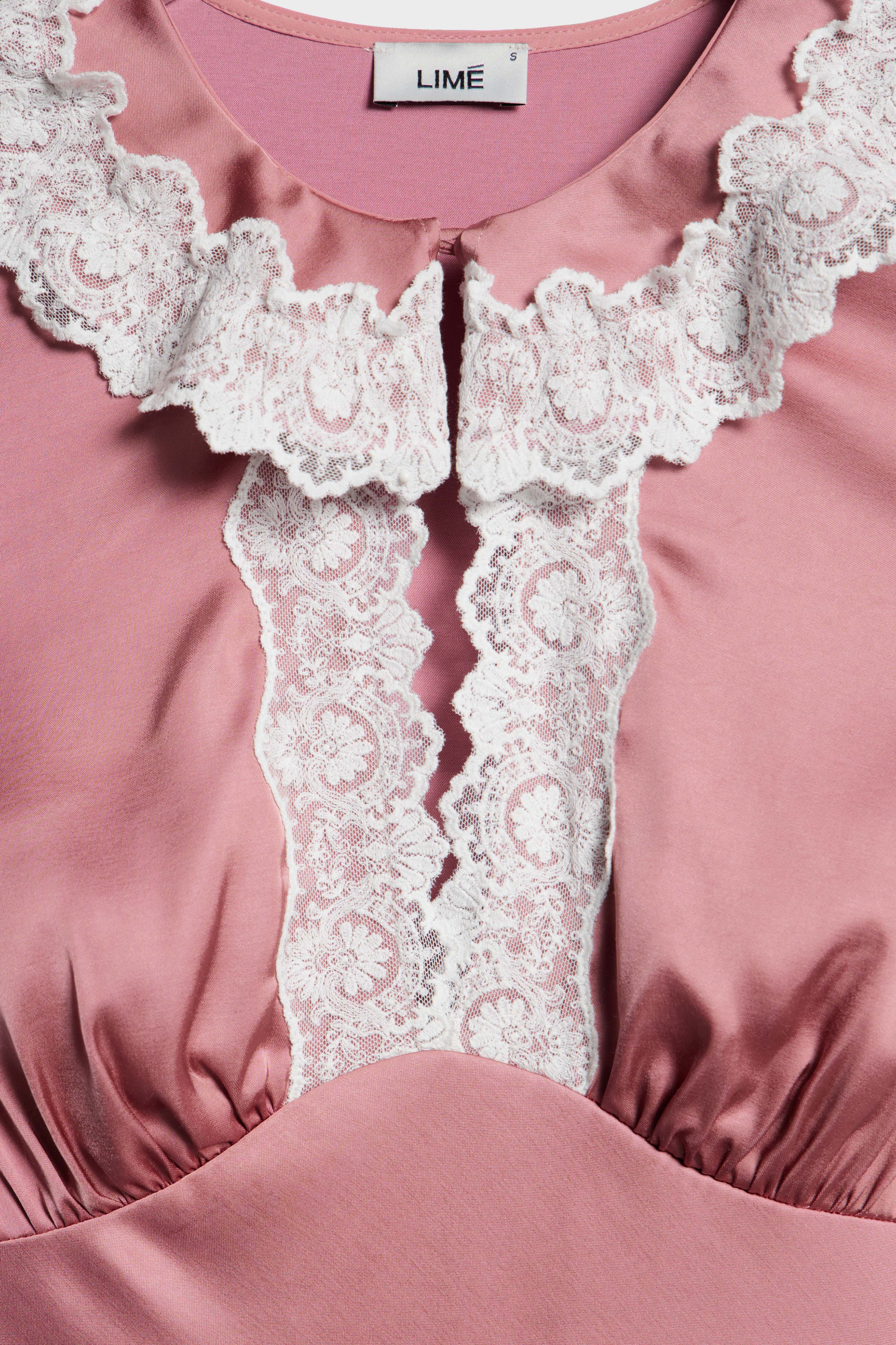 SATIN AND LACE MIDI DRESS - Image 7