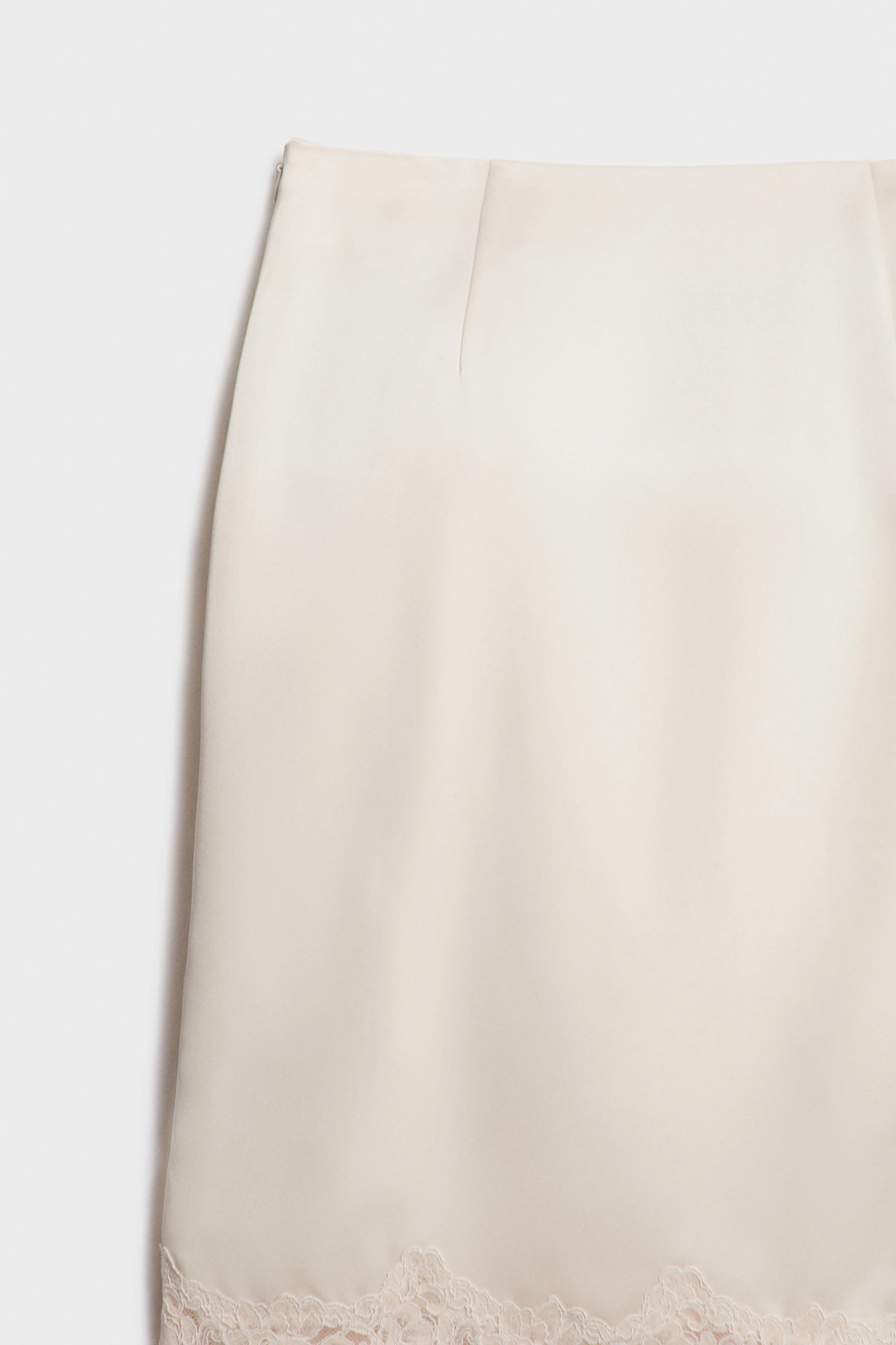 SATIN AND LACE MIDI SKIRT - Image 5