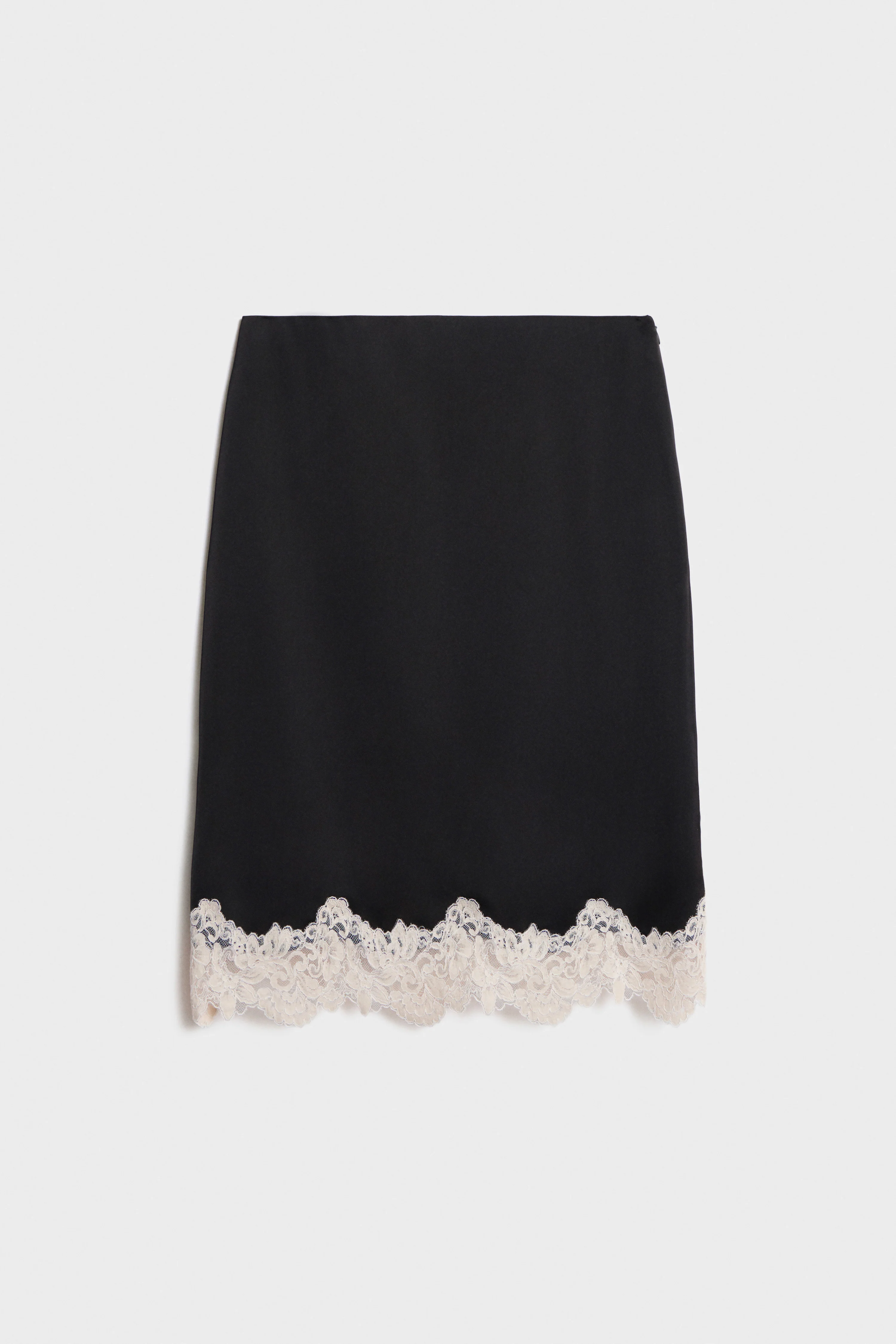 SATIN AND LACE MIDI SKIRT - Image 5