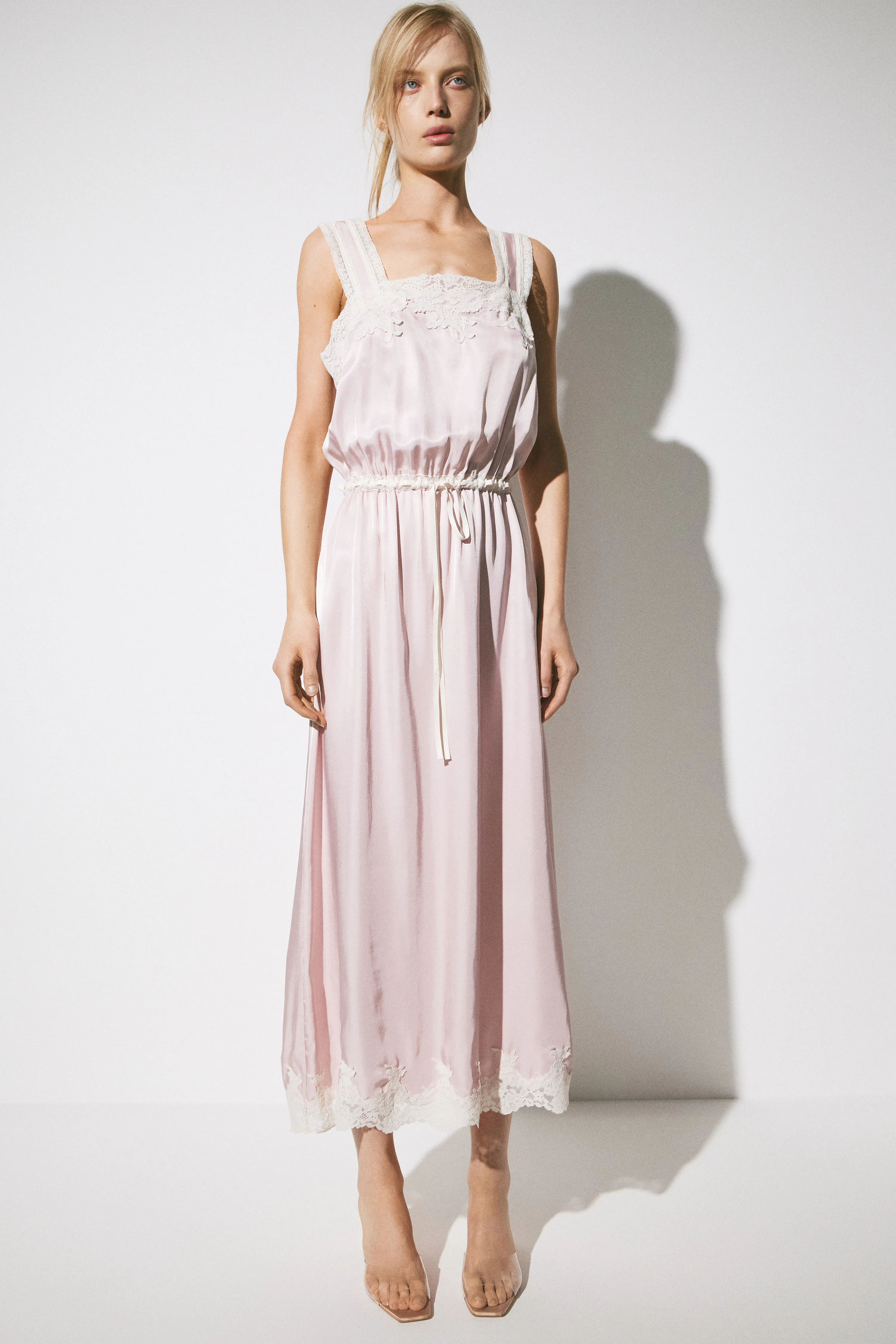 SATIN AND LACE WIDE DRESS