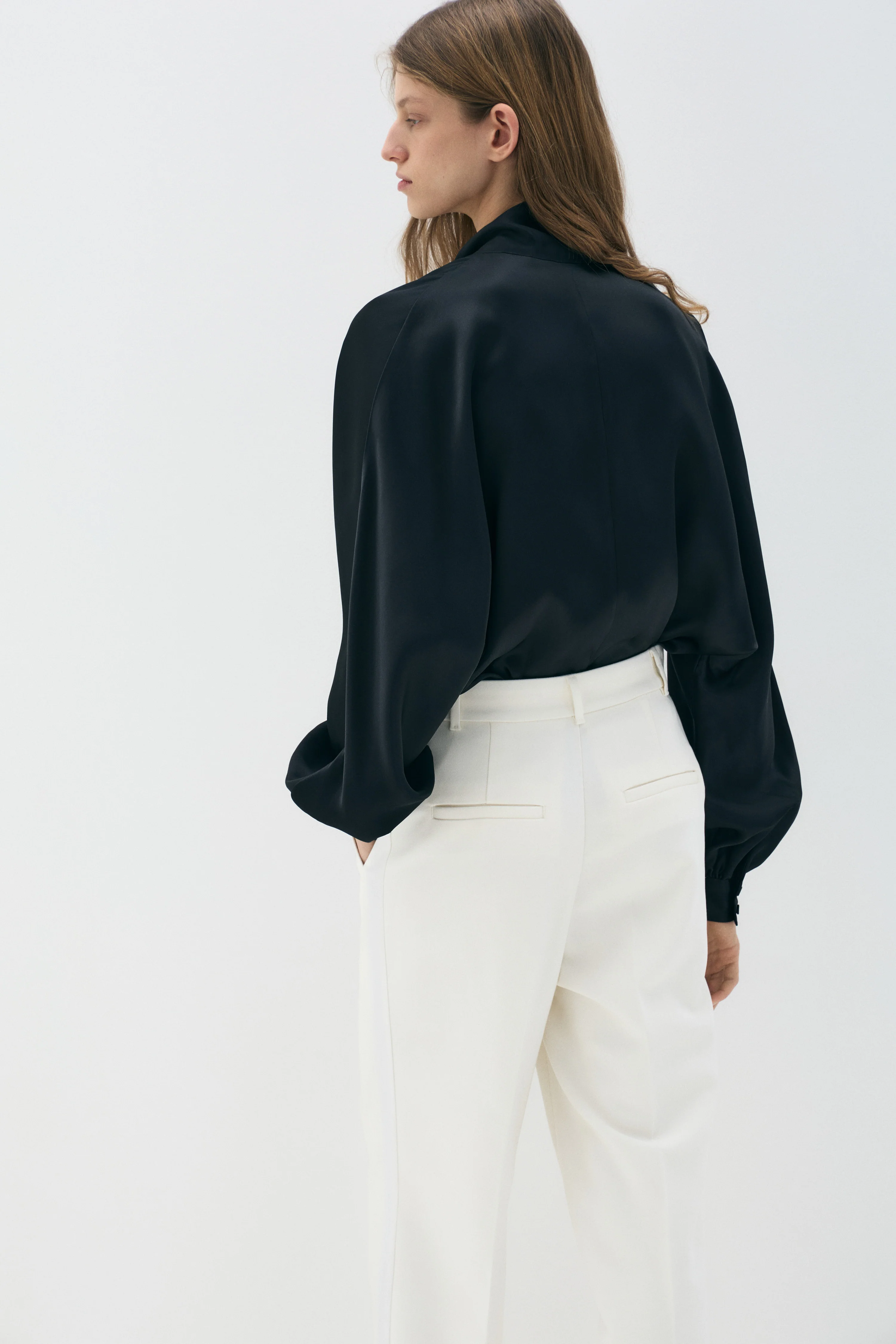 SCARF-DETAIL SATIN BLOUSE - Image 4