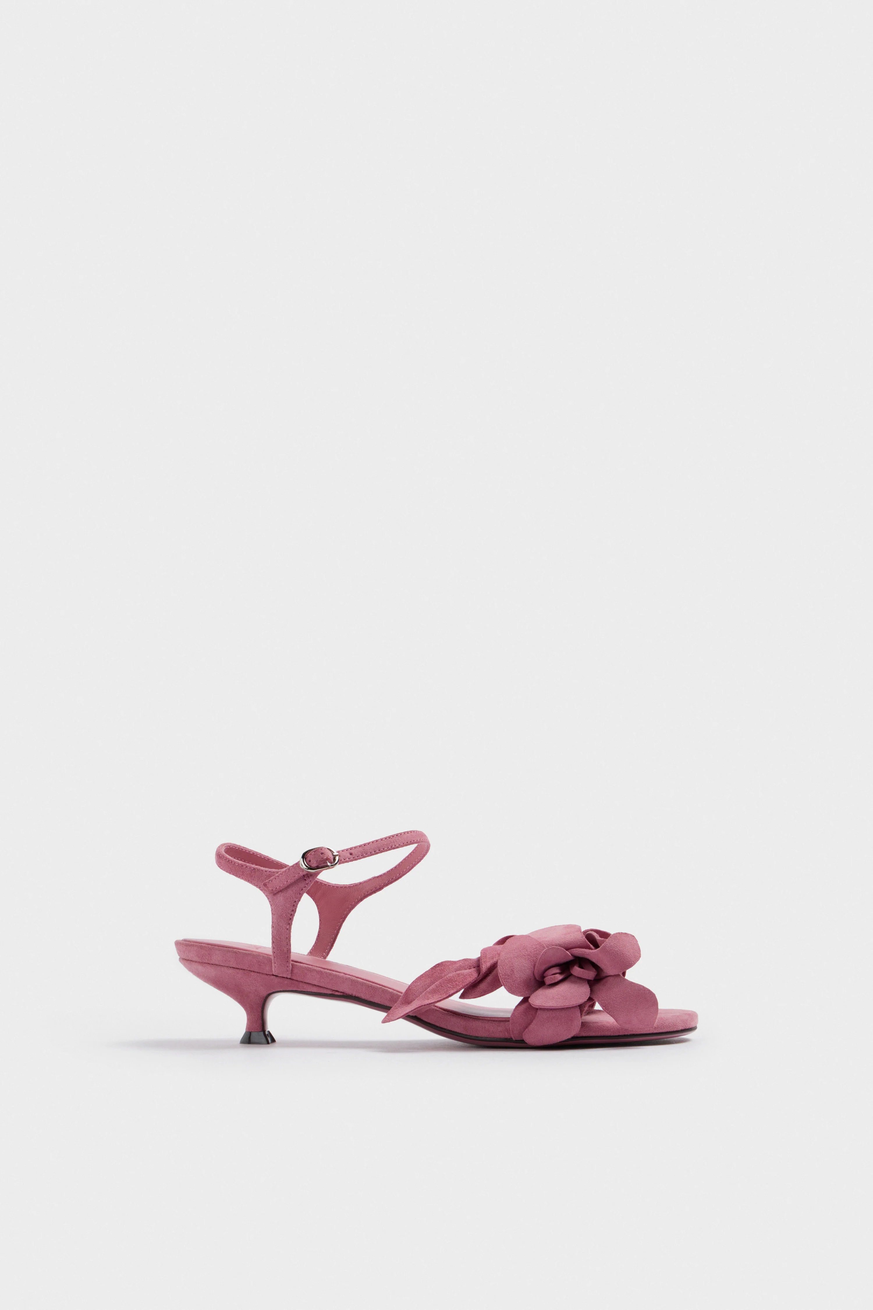 SHEEP SUEDE LEATHER FLOWER-DETAIL SANDALS - Image 4