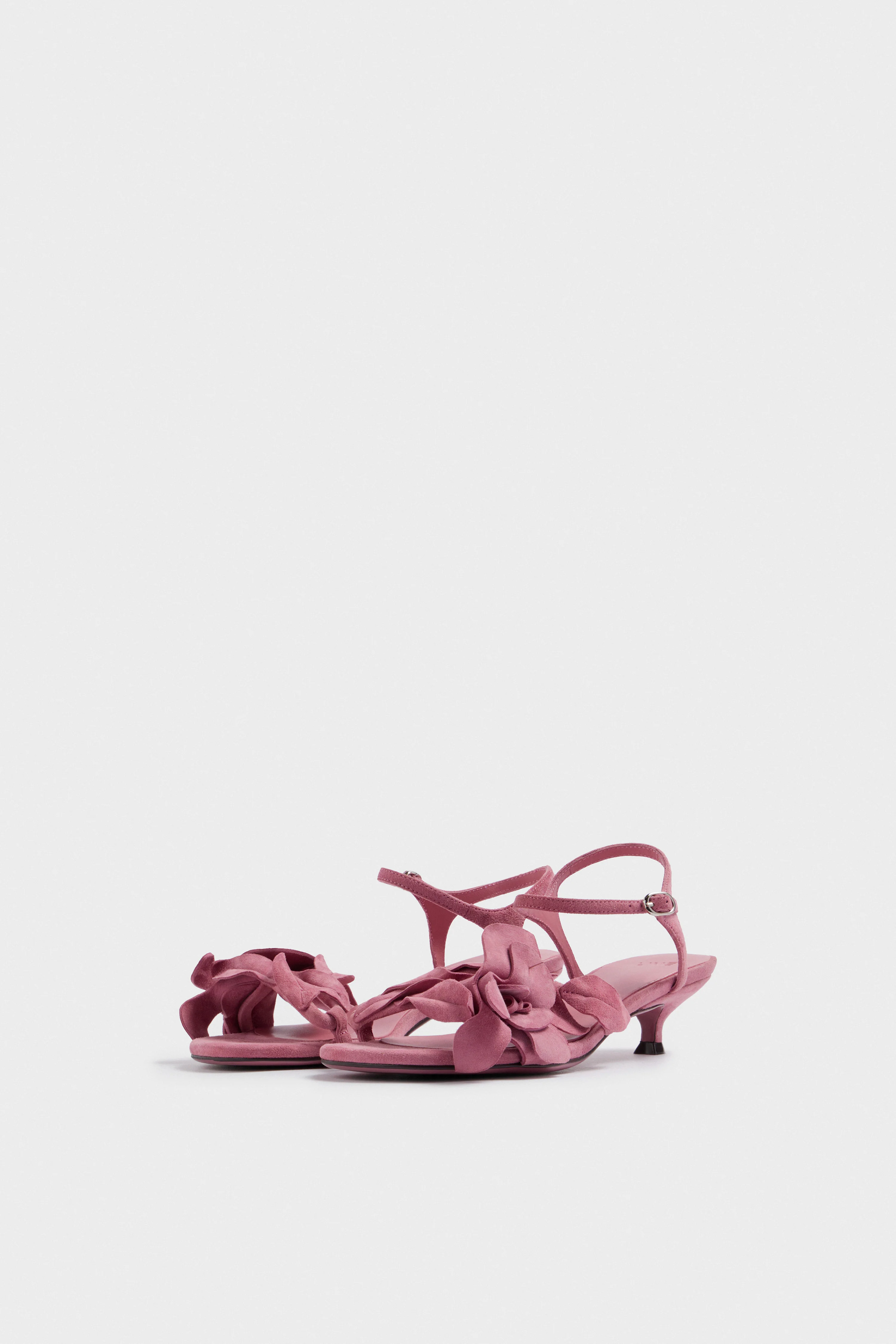 SHEEP SUEDE LEATHER FLOWER-DETAIL SANDALS - Image 5