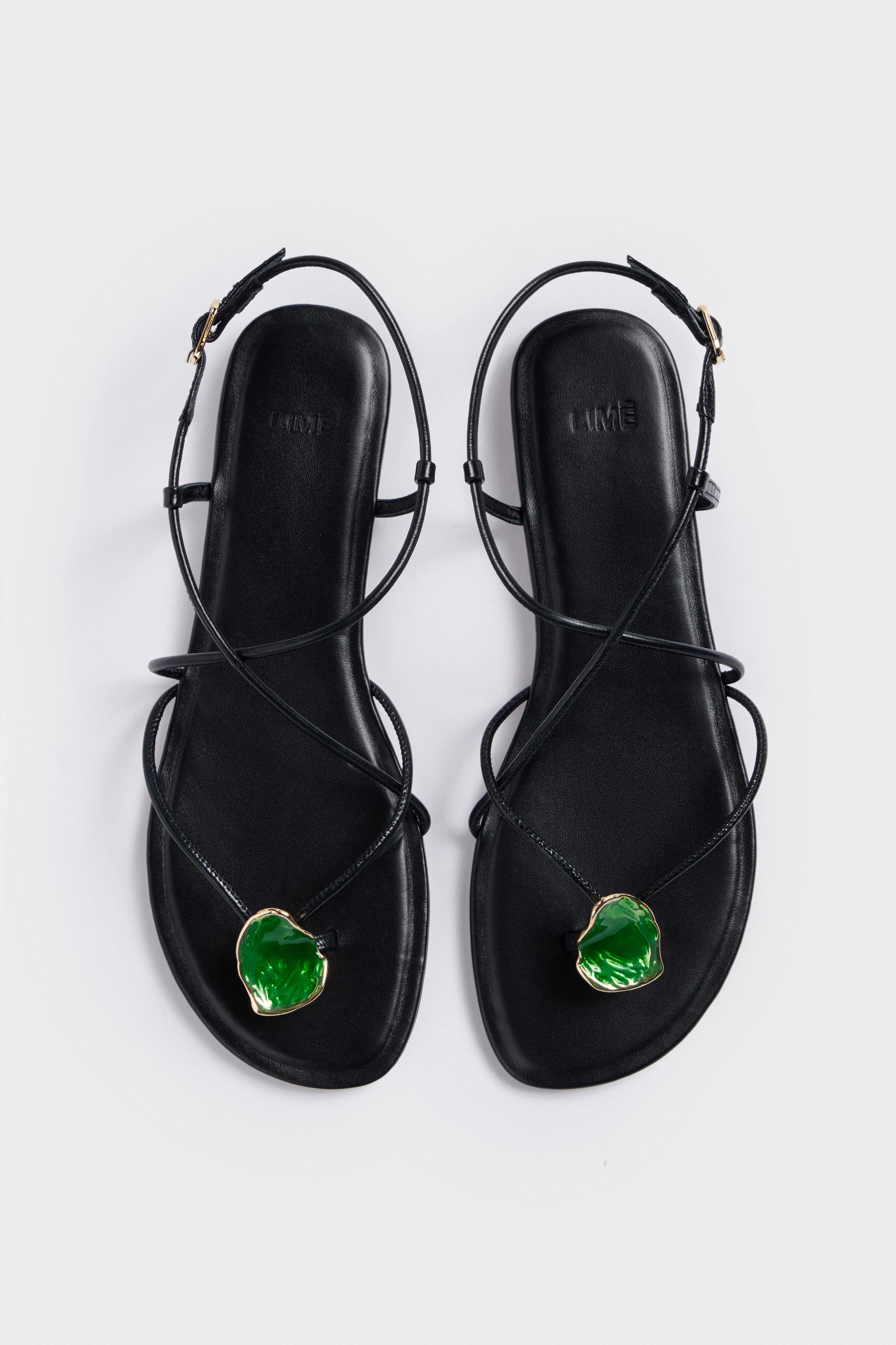 SHEEP LEATHER STONE-DETAIL SANDALS - Image 5