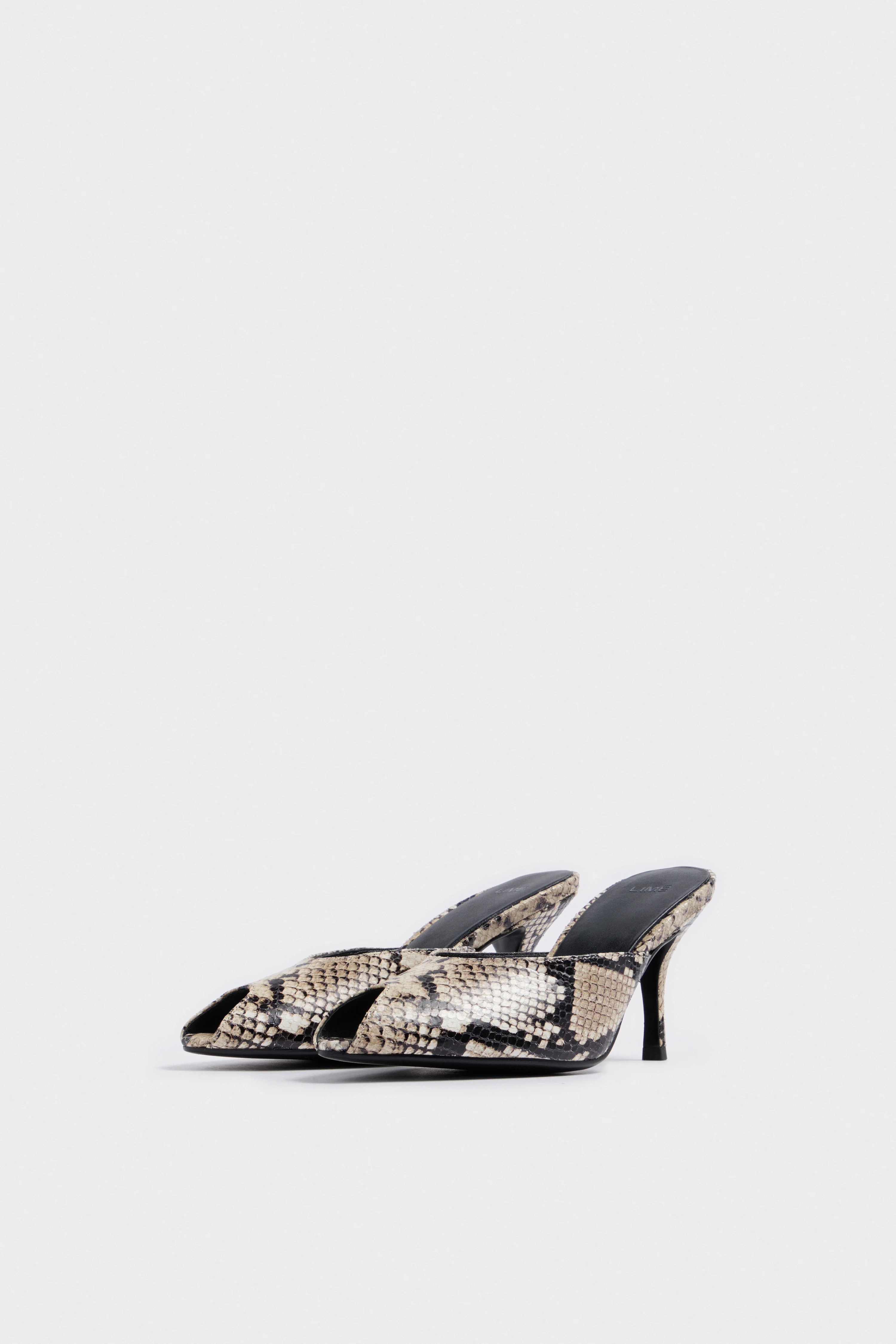 SNAKESKIN-PATTERNED LEATHER SANDALS - Image 4