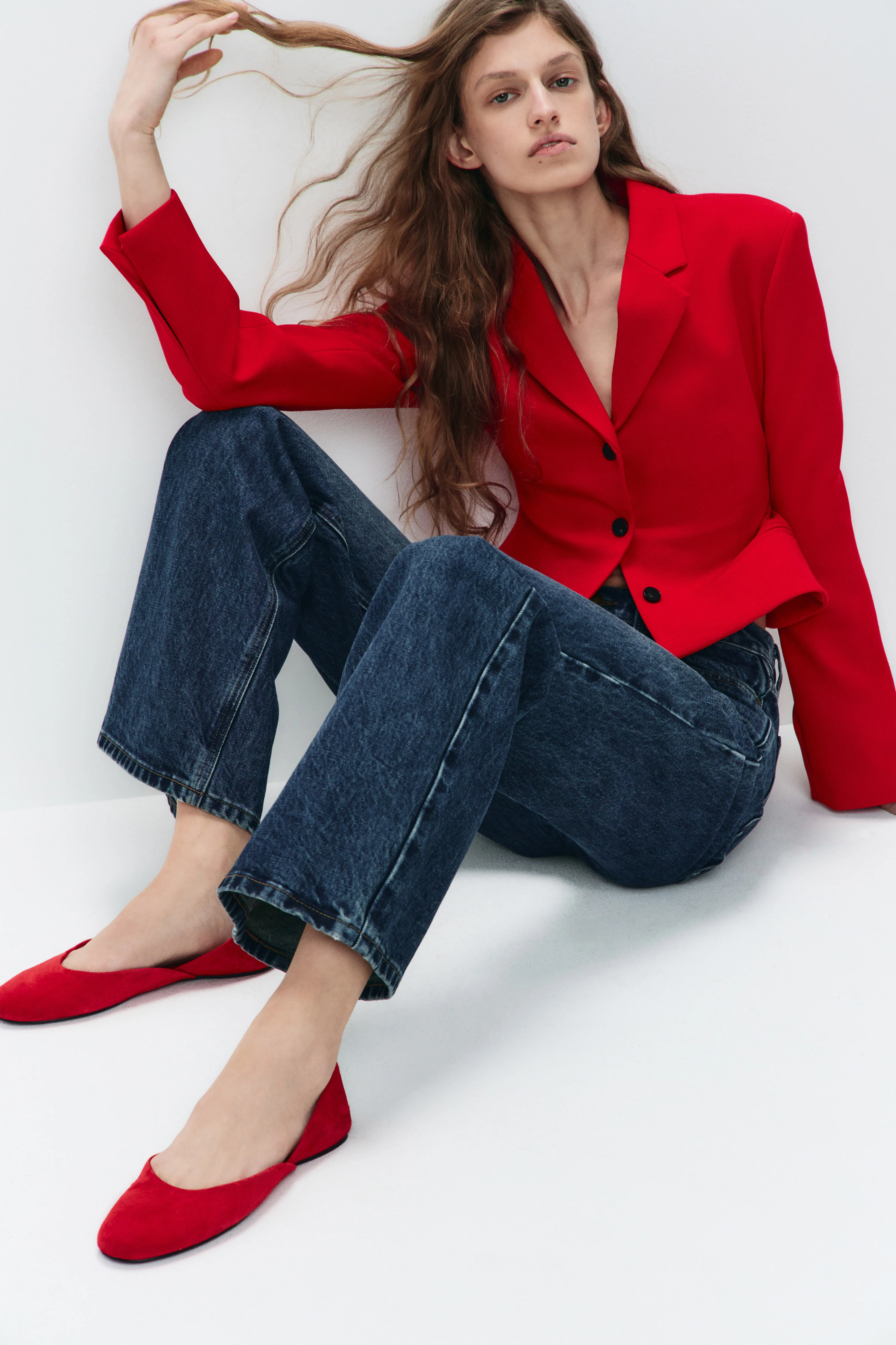 SPLIT SUEDE BALLET PUMPS
