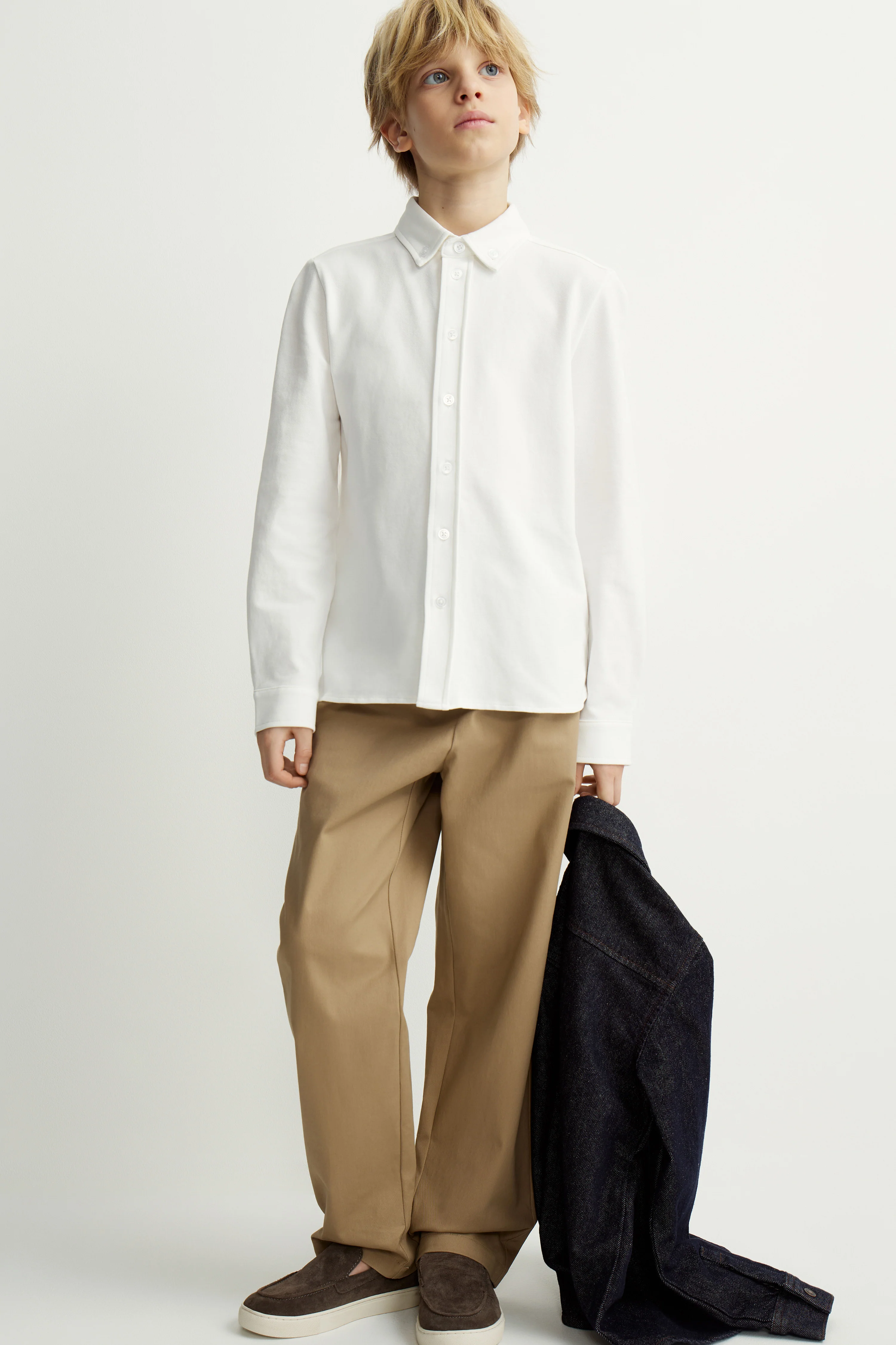 STRAIGHT-FIT COTTON PIQUÉ SHIRT - Image 3
