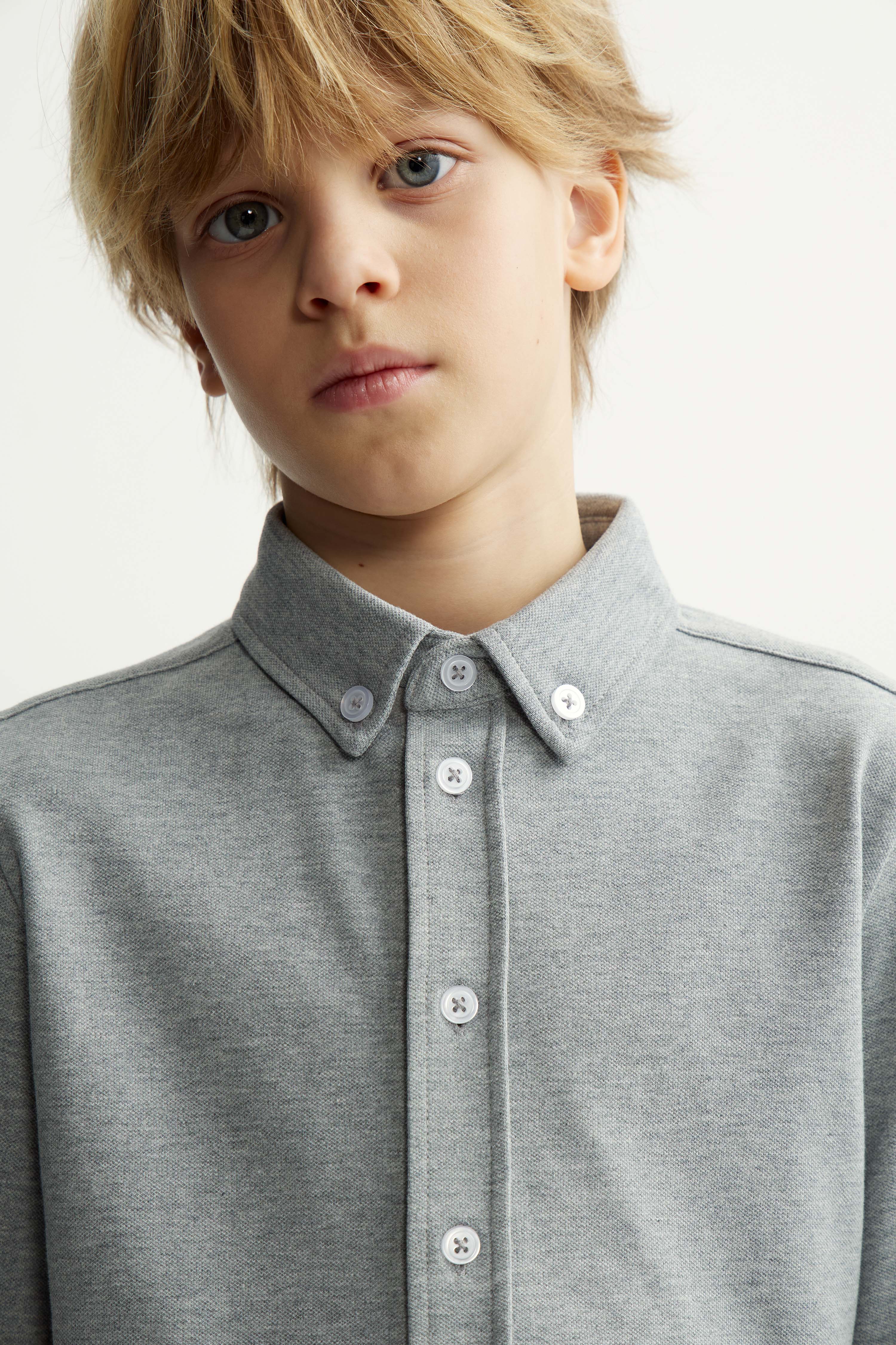 STRAIGHT-FIT COTTON PIQUÉ SHIRT - Image 3