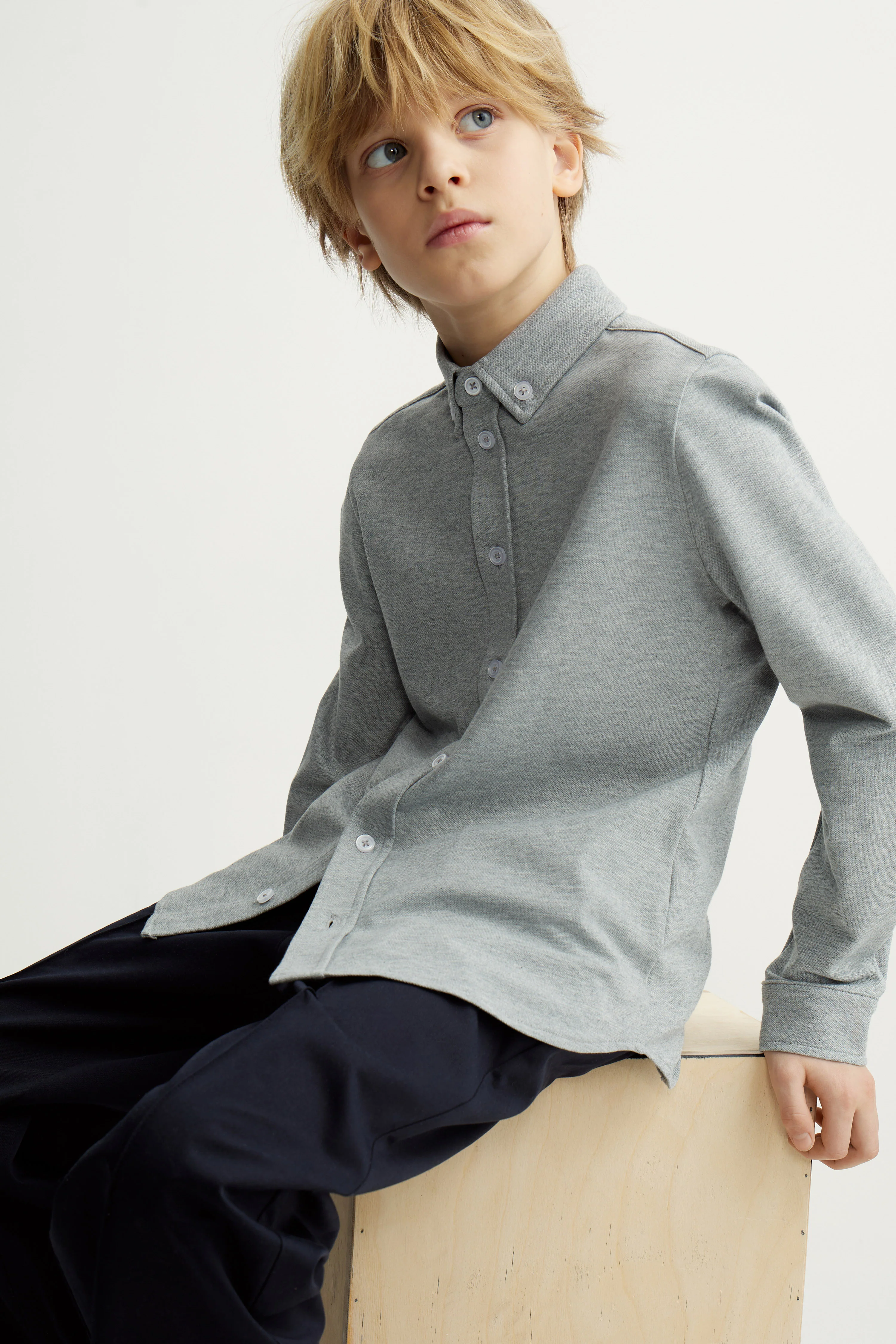STRAIGHT-FIT COTTON PIQUÉ SHIRT - Image 4