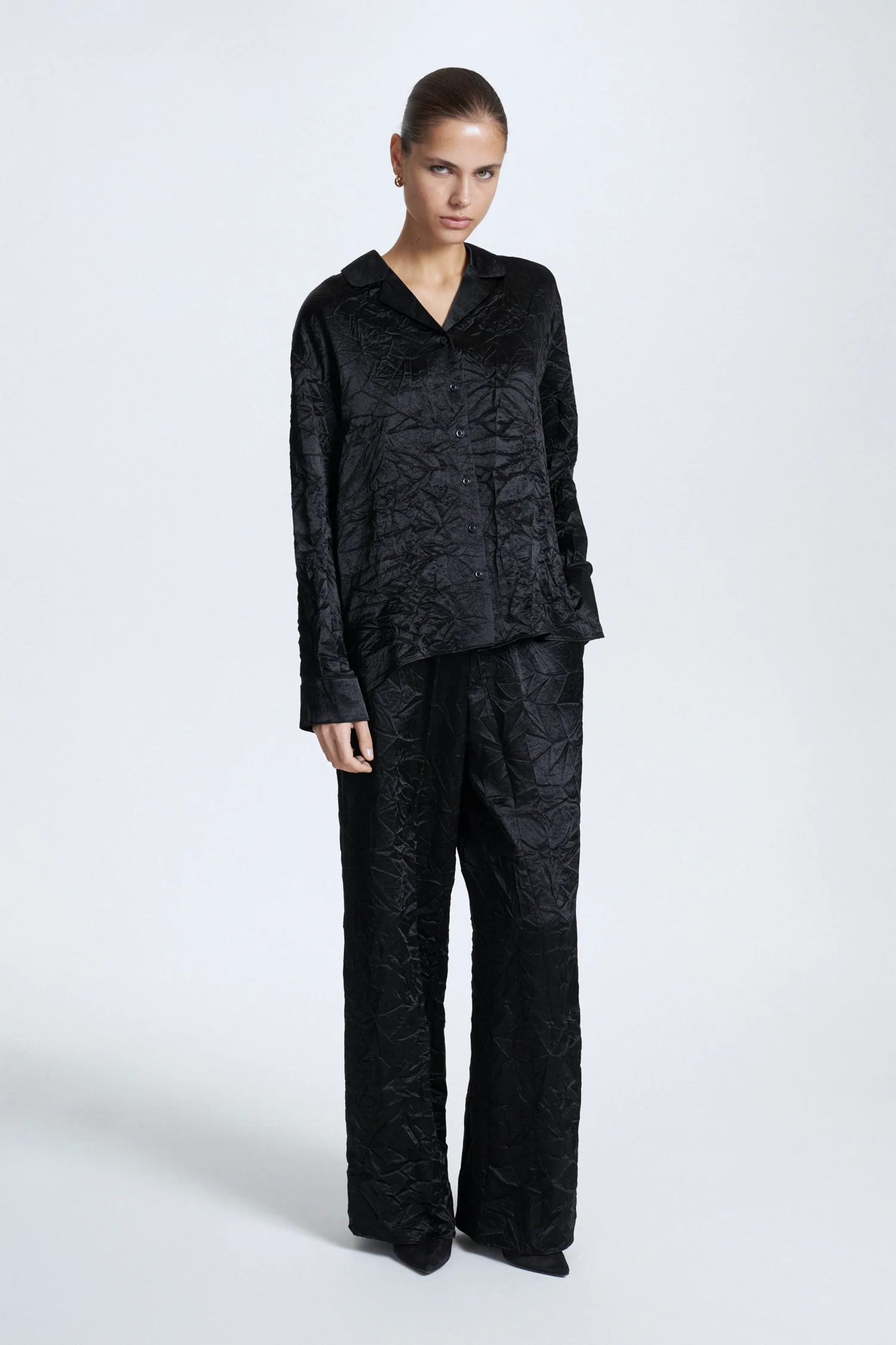 STRAIGHT FAUX SILK SHIRT - Image 3
