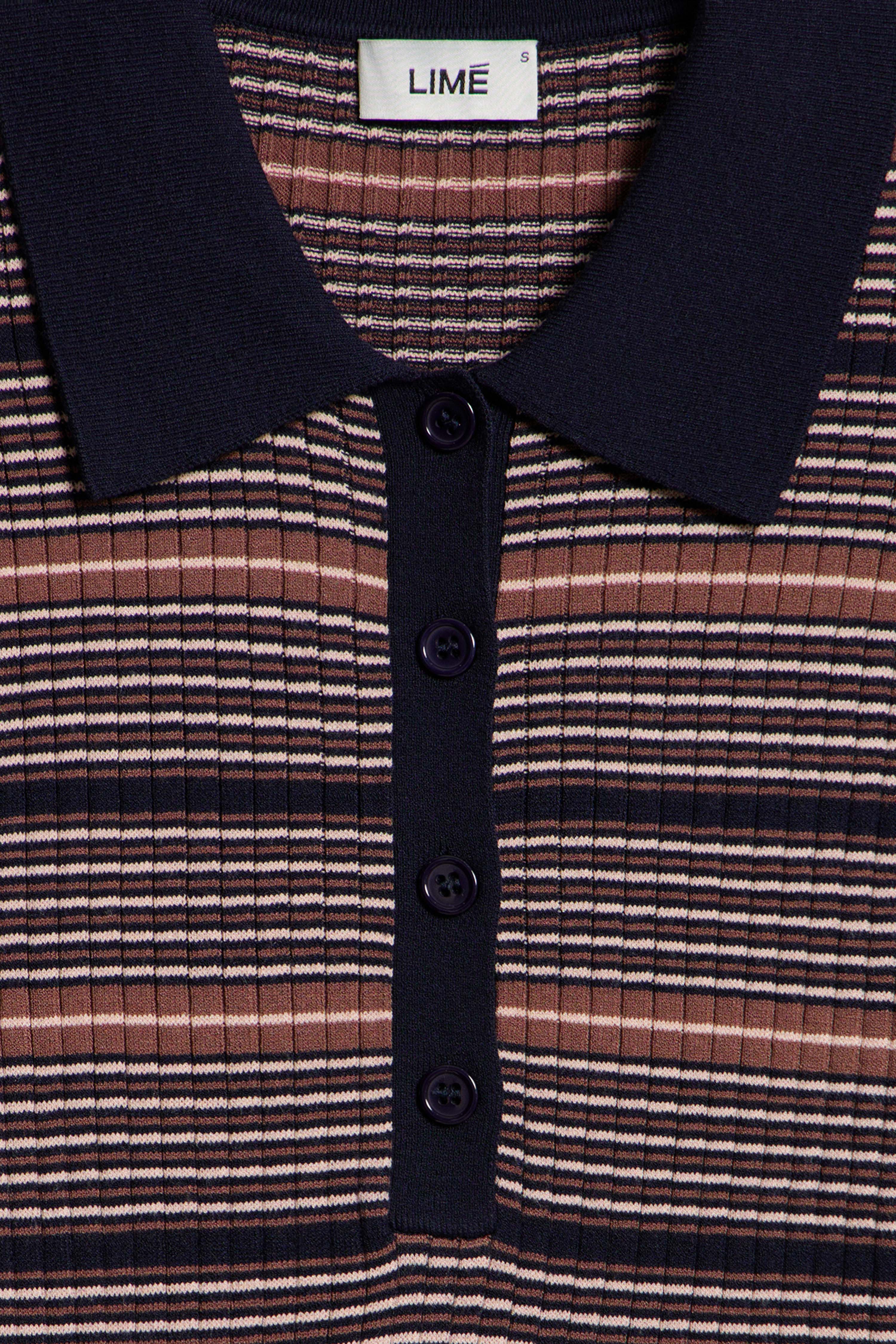 STRIPED LYOCELL-BLEND POLO SWEATER - Image 7
