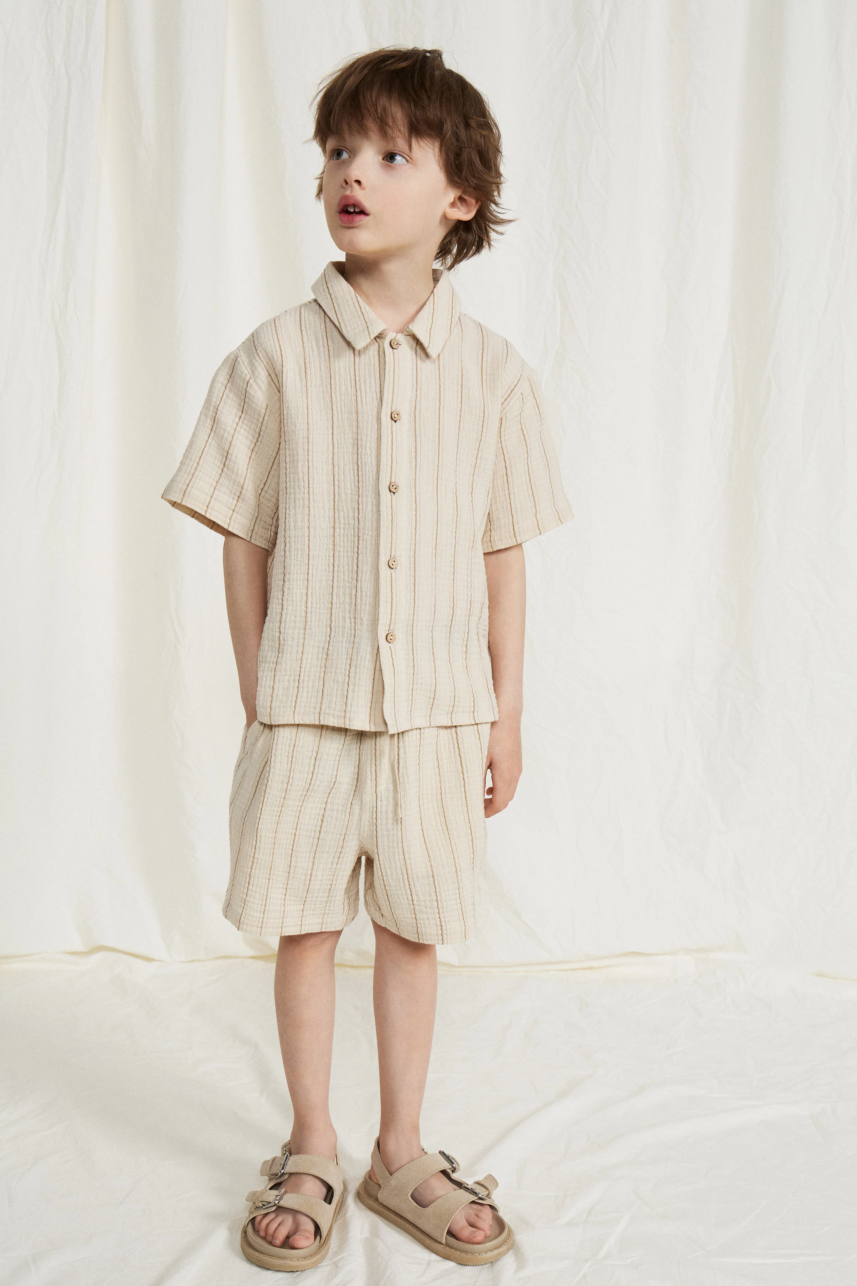 STRIPED MUSLIN SHORTS