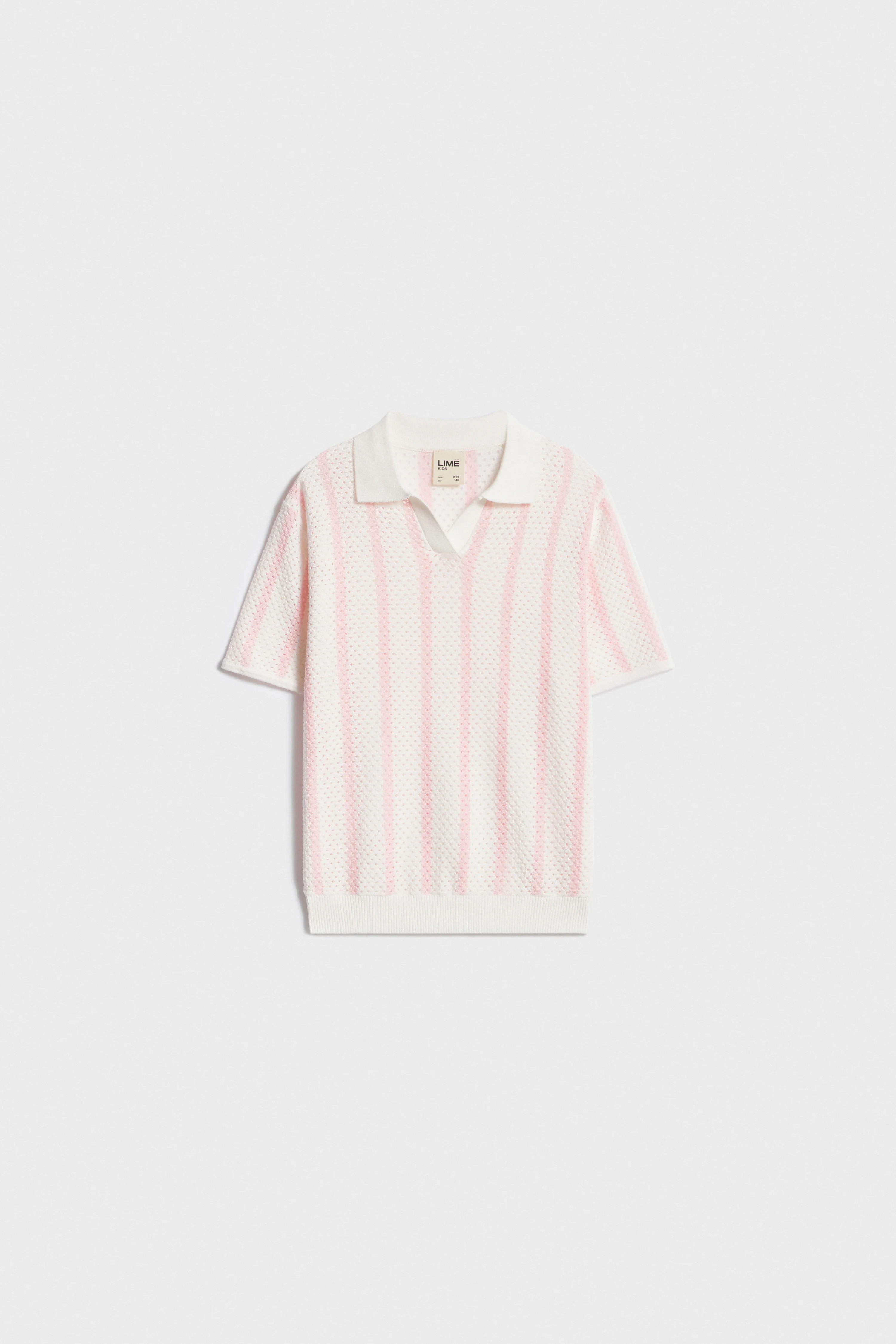 STRIPED POINTELLE-KNIT COTTON POLO - Image 5