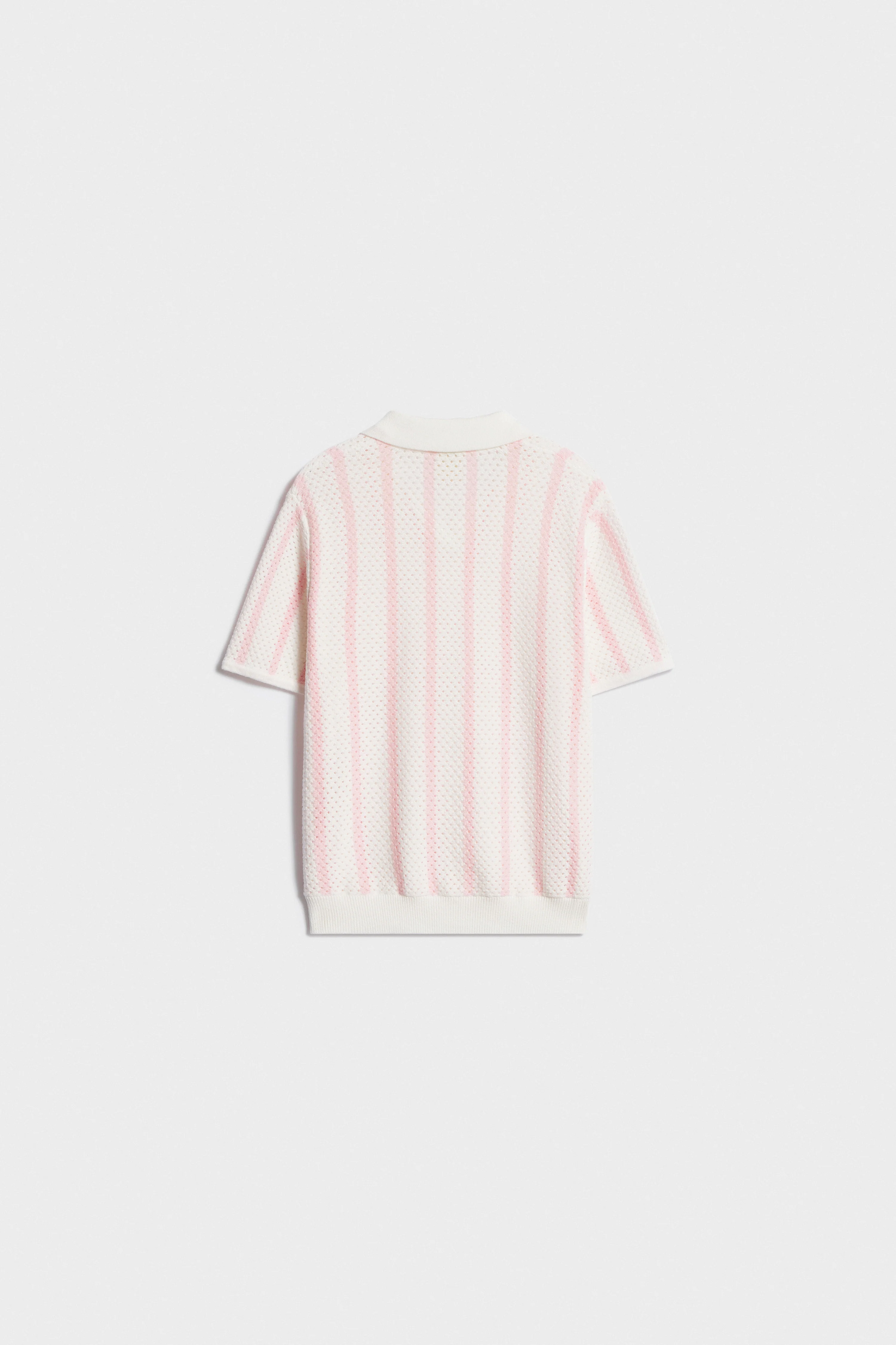 STRIPED POINTELLE-KNIT COTTON POLO - Image 6