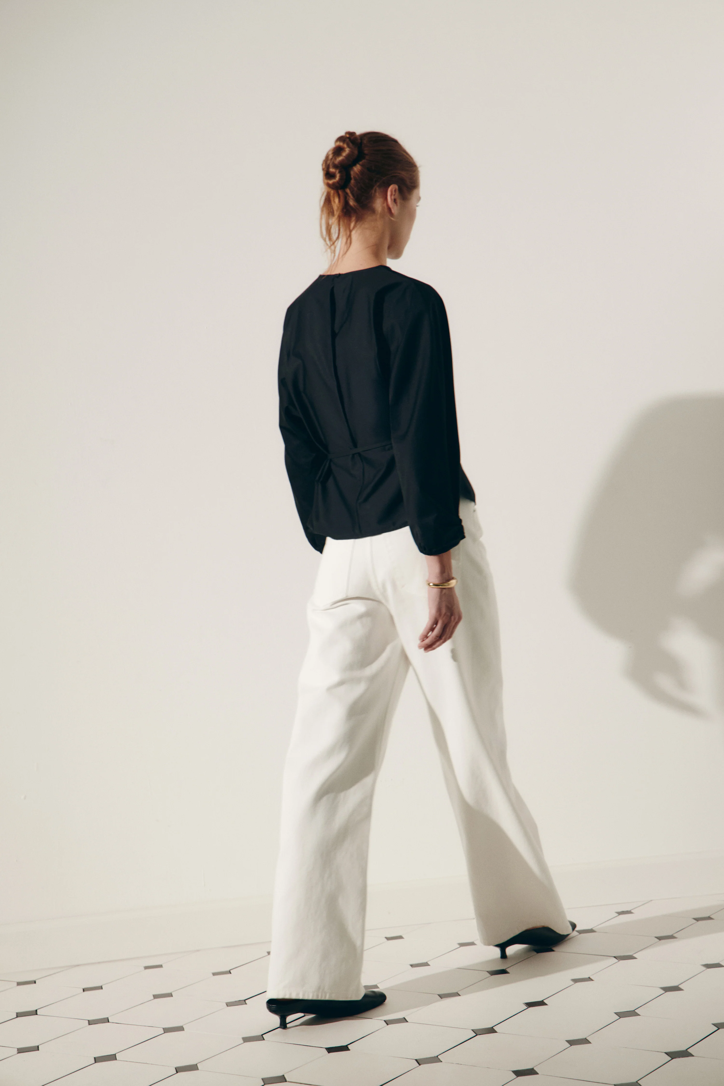 TIE-BELT COTTON-BLEND BLOUSE - Image 4