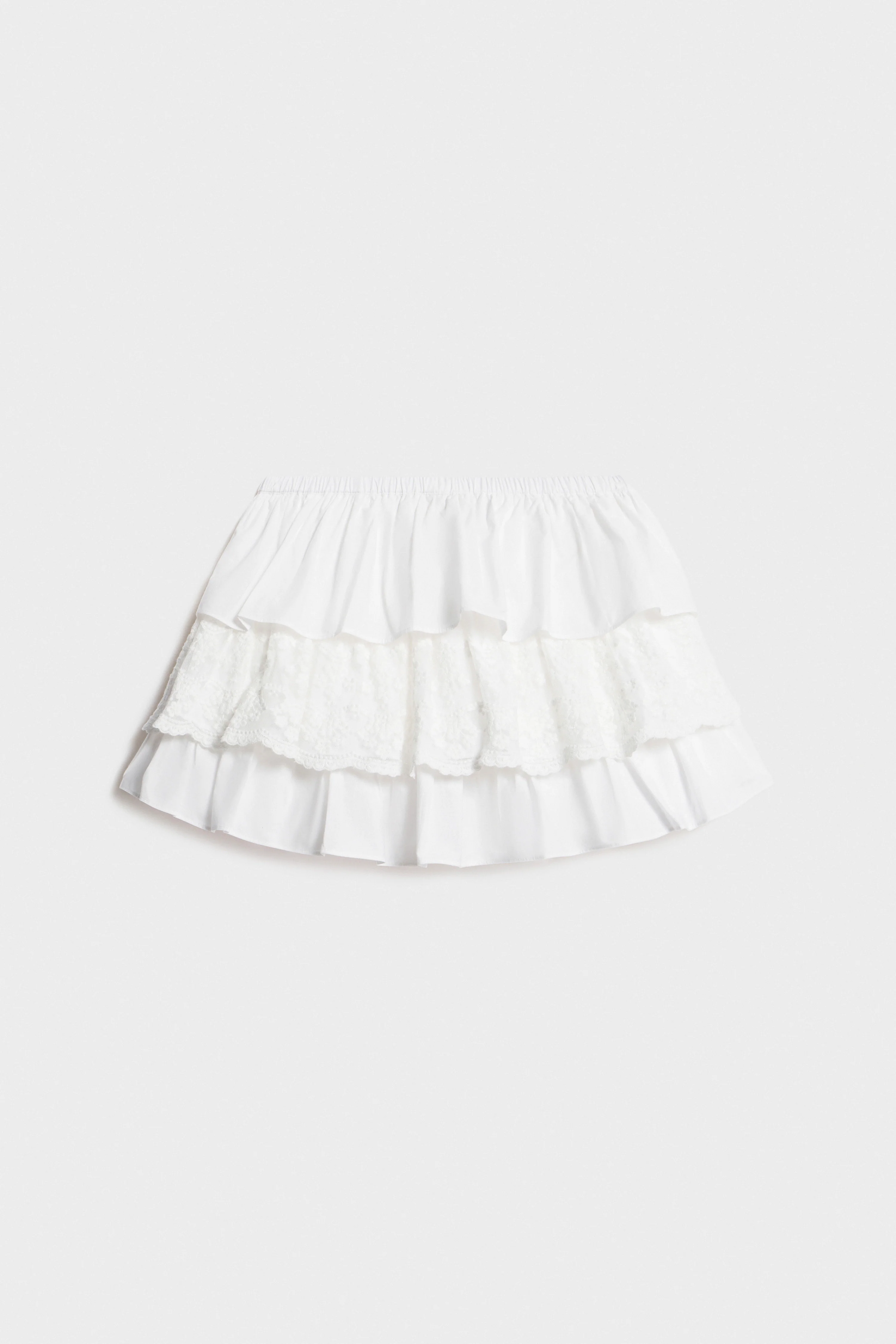 TIERED COTTON SKIRT WITH LACE - Image 4