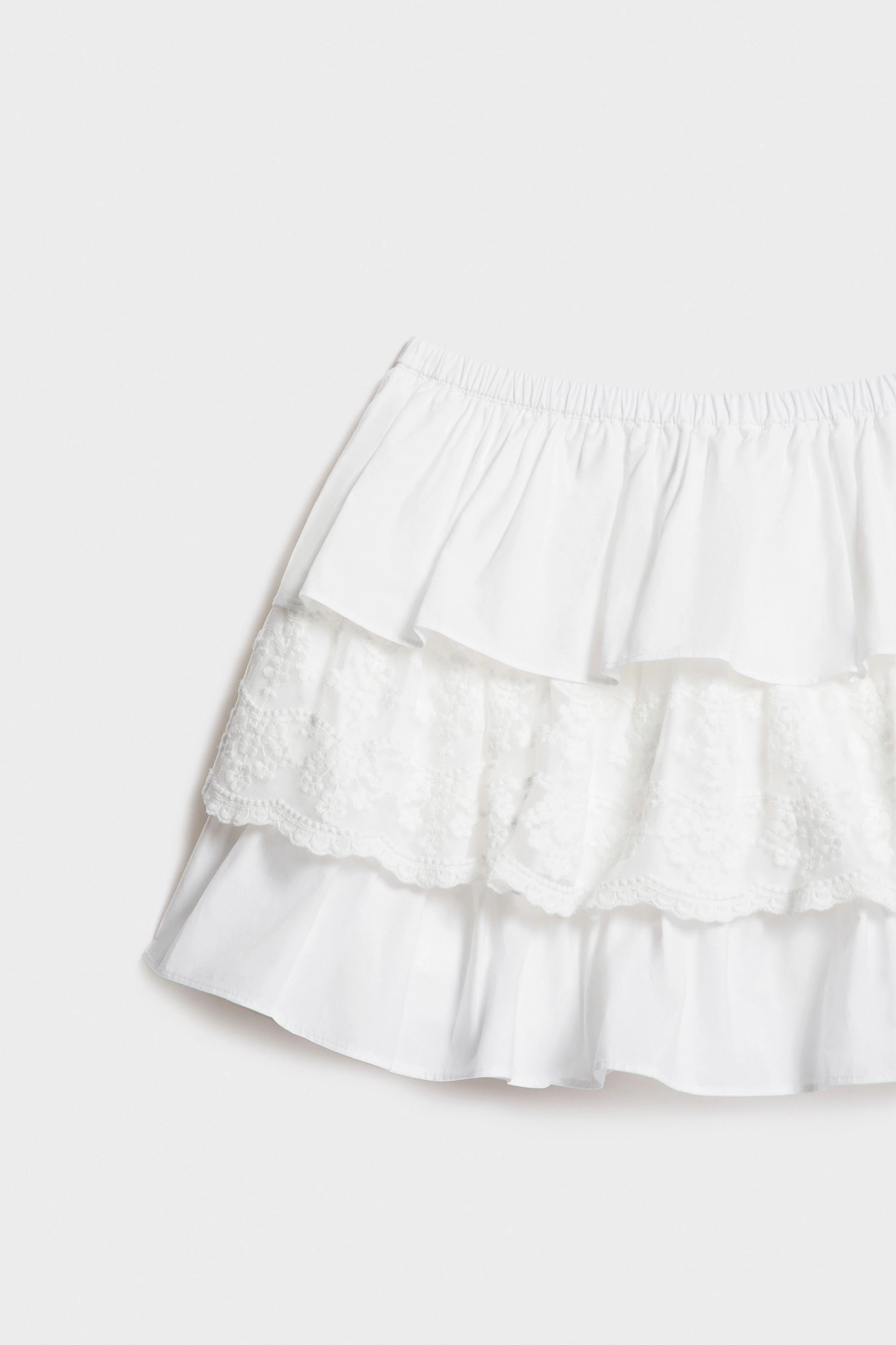 TIERED COTTON SKIRT WITH LACE - Image 5