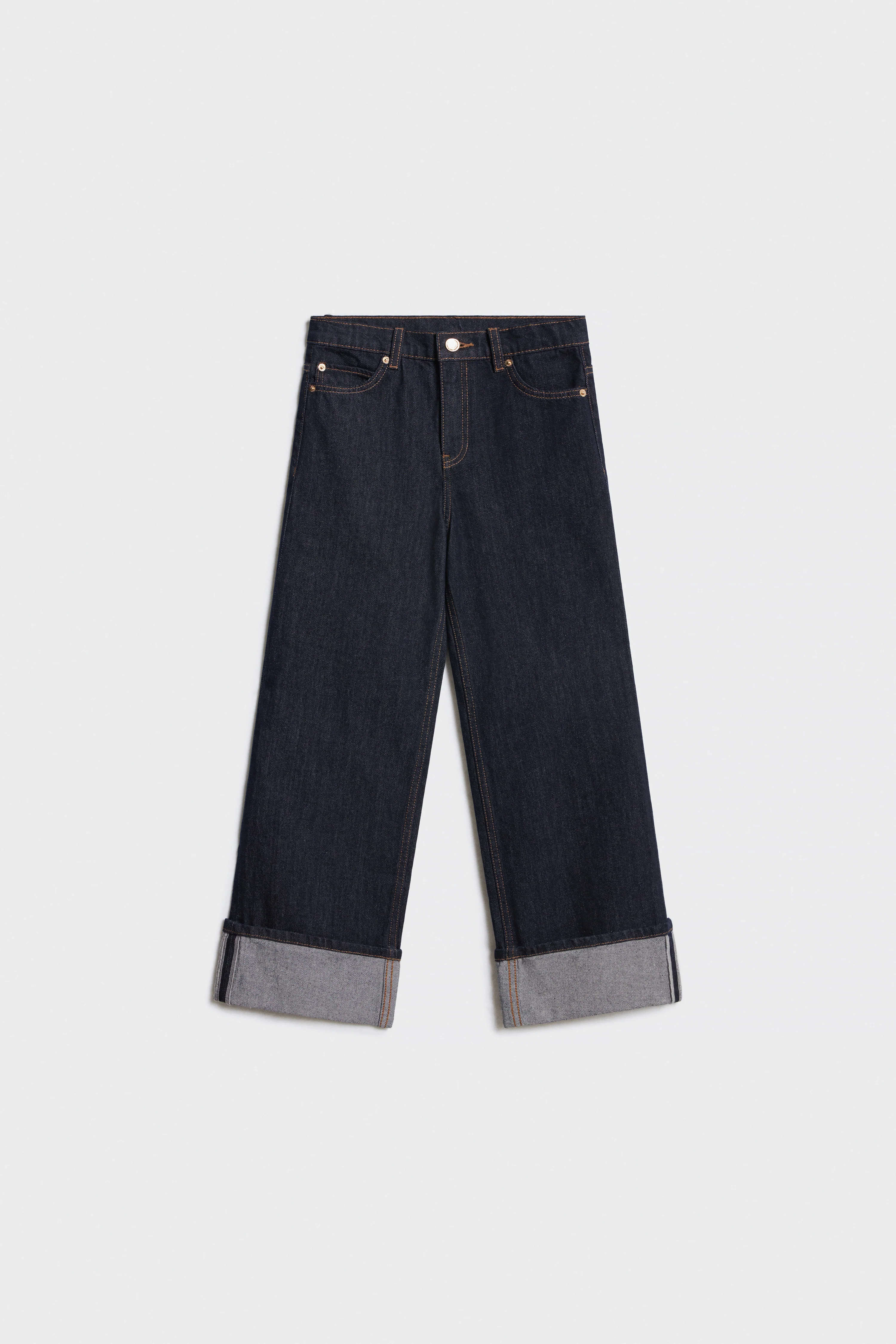 TURN-UP WIDE-LEG JEANS - Image 4