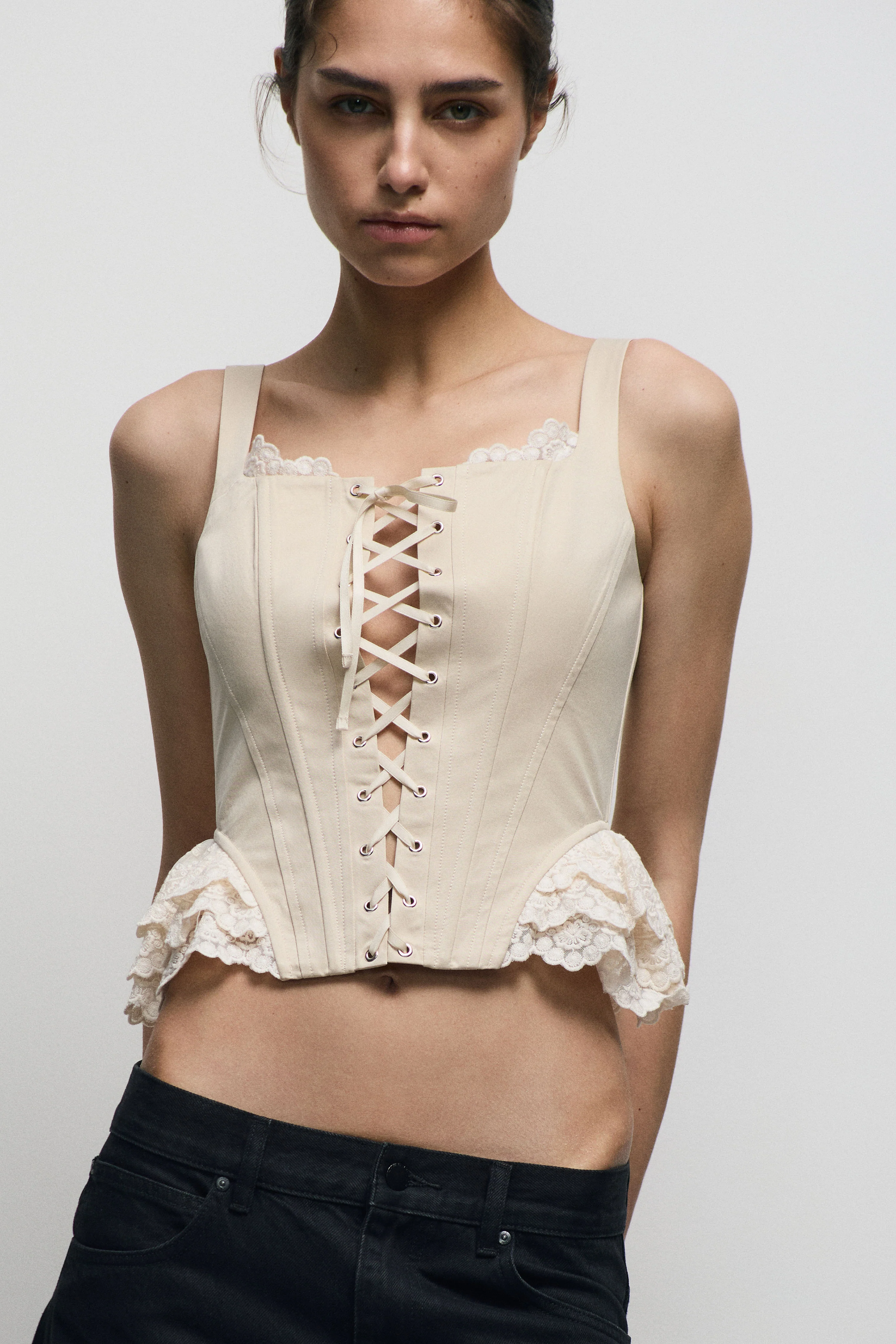 UNDERWIRED CORSET-STYLE COTTON TOP