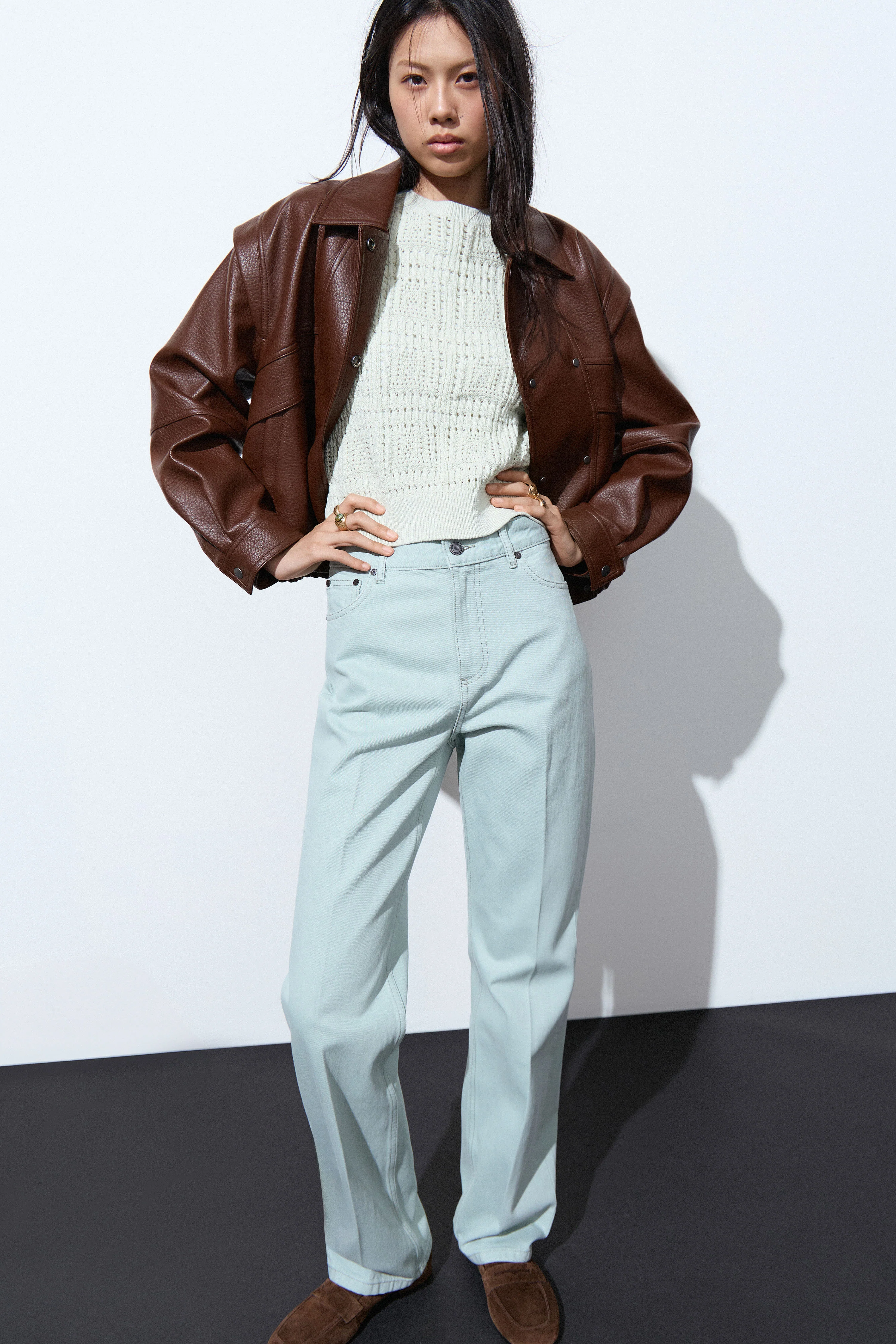 POINTELLE-KNIT COTTON SWEATER