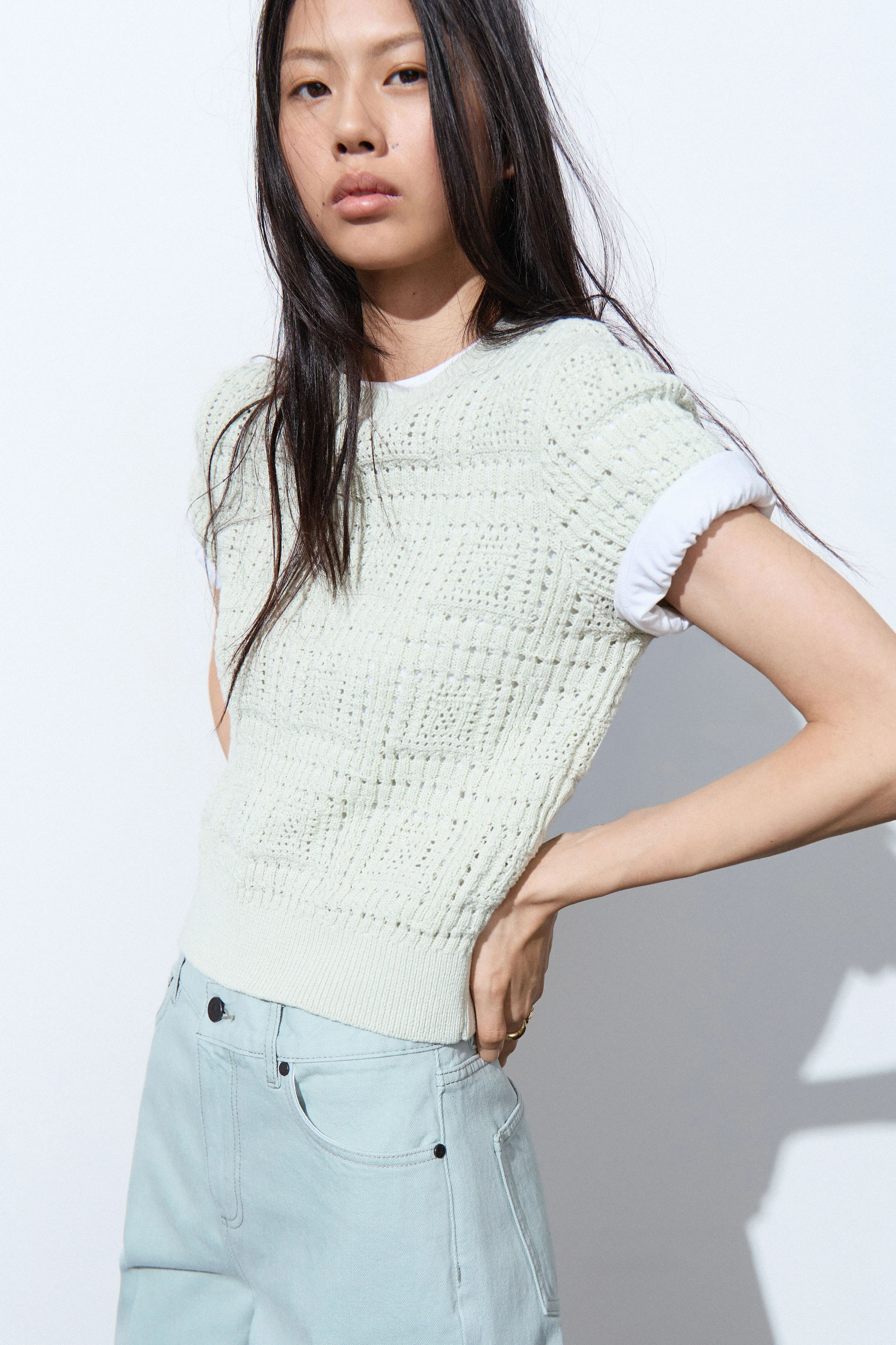 POINTELLE-KNIT COTTON SWEATER - Image 2