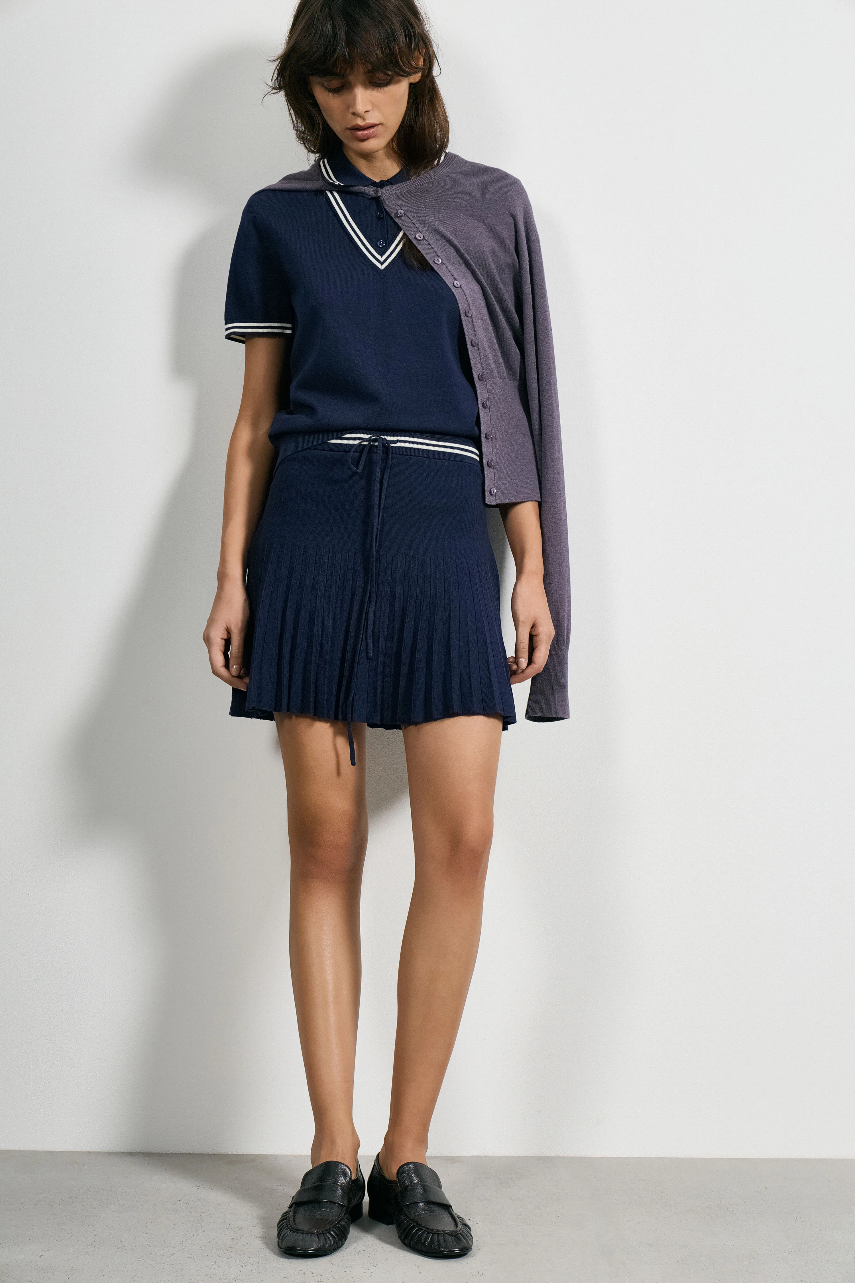 PLEATED VISCOSE-LYOCELL KNIT SKIRT
