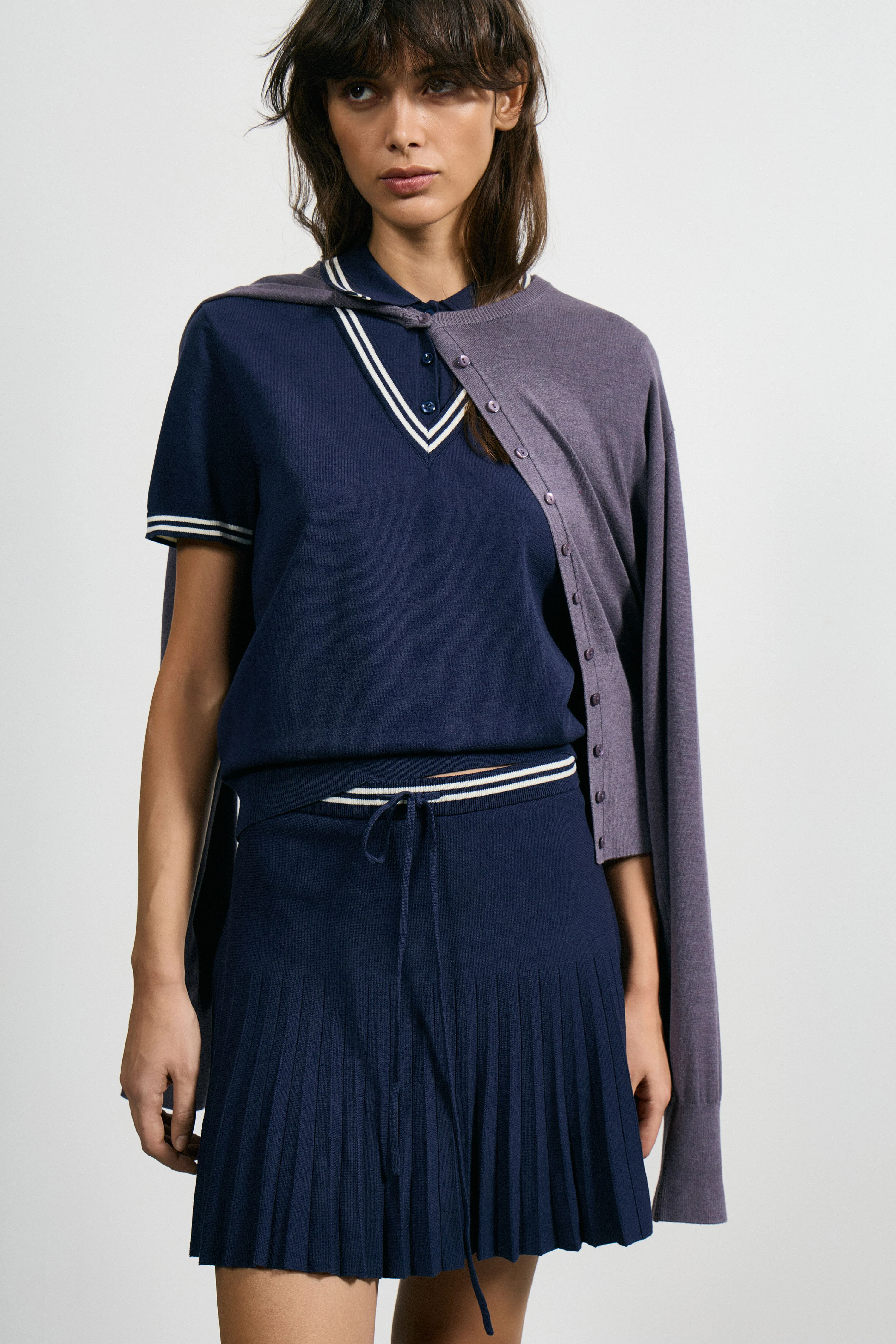 PLEATED VISCOSE-LYOCELL KNIT SKIRT - Image 2