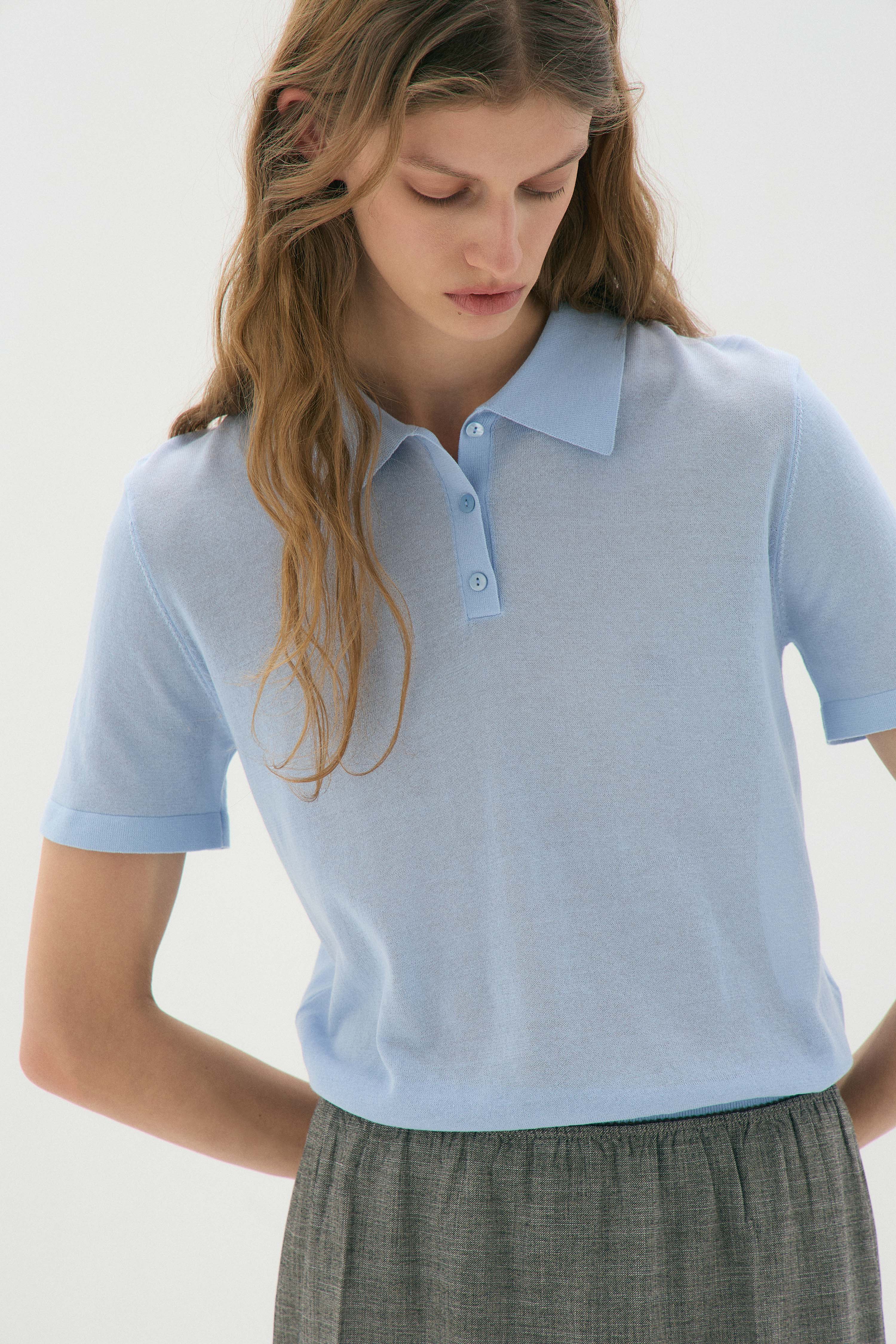 FINE-KNIT POLO SWEATER - Image 2