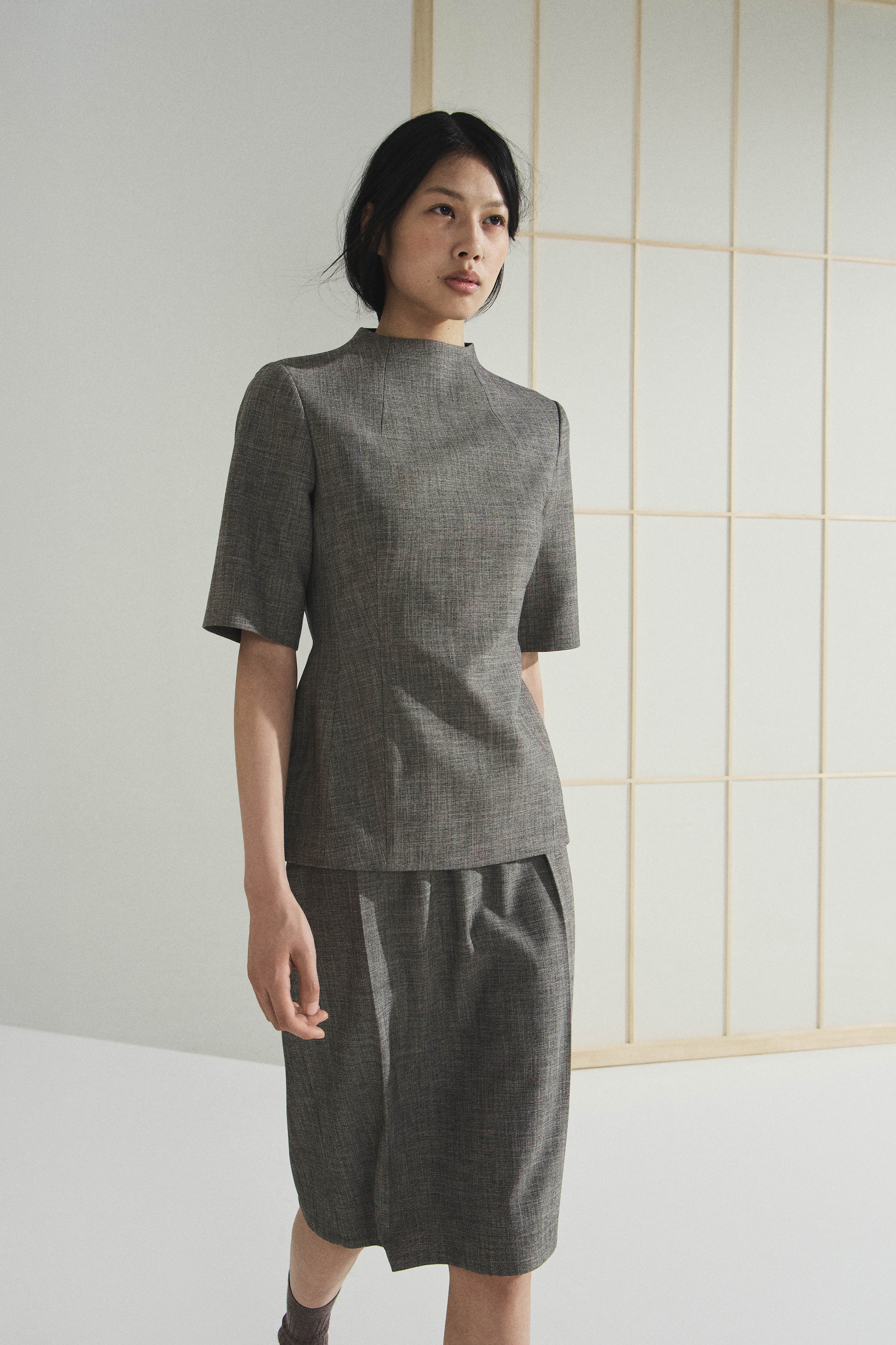 PICOT-TRIMMED MIDI SKIRT