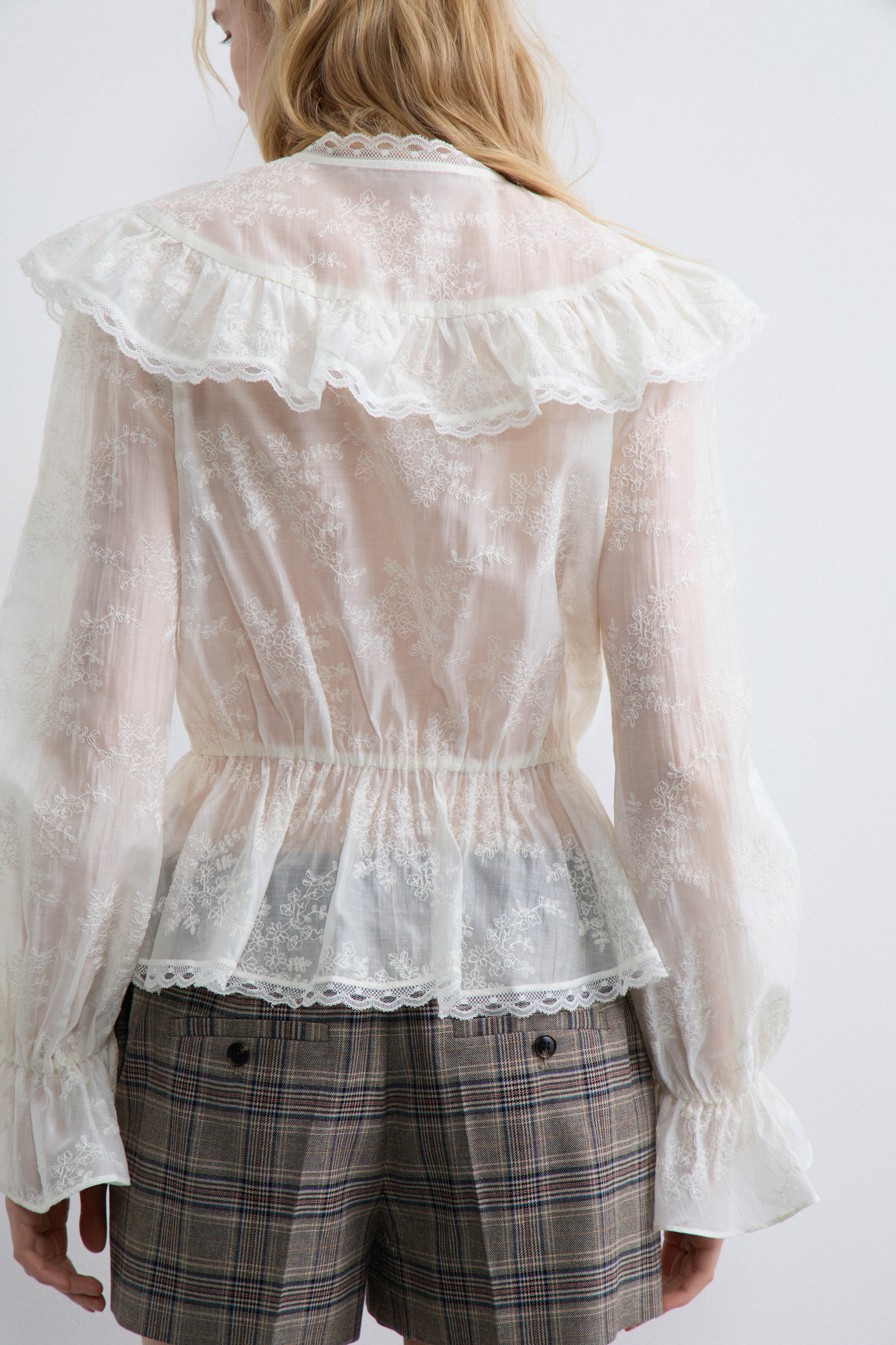 JACQUARD-WEAVE SHEER BLOUSE - Image 4