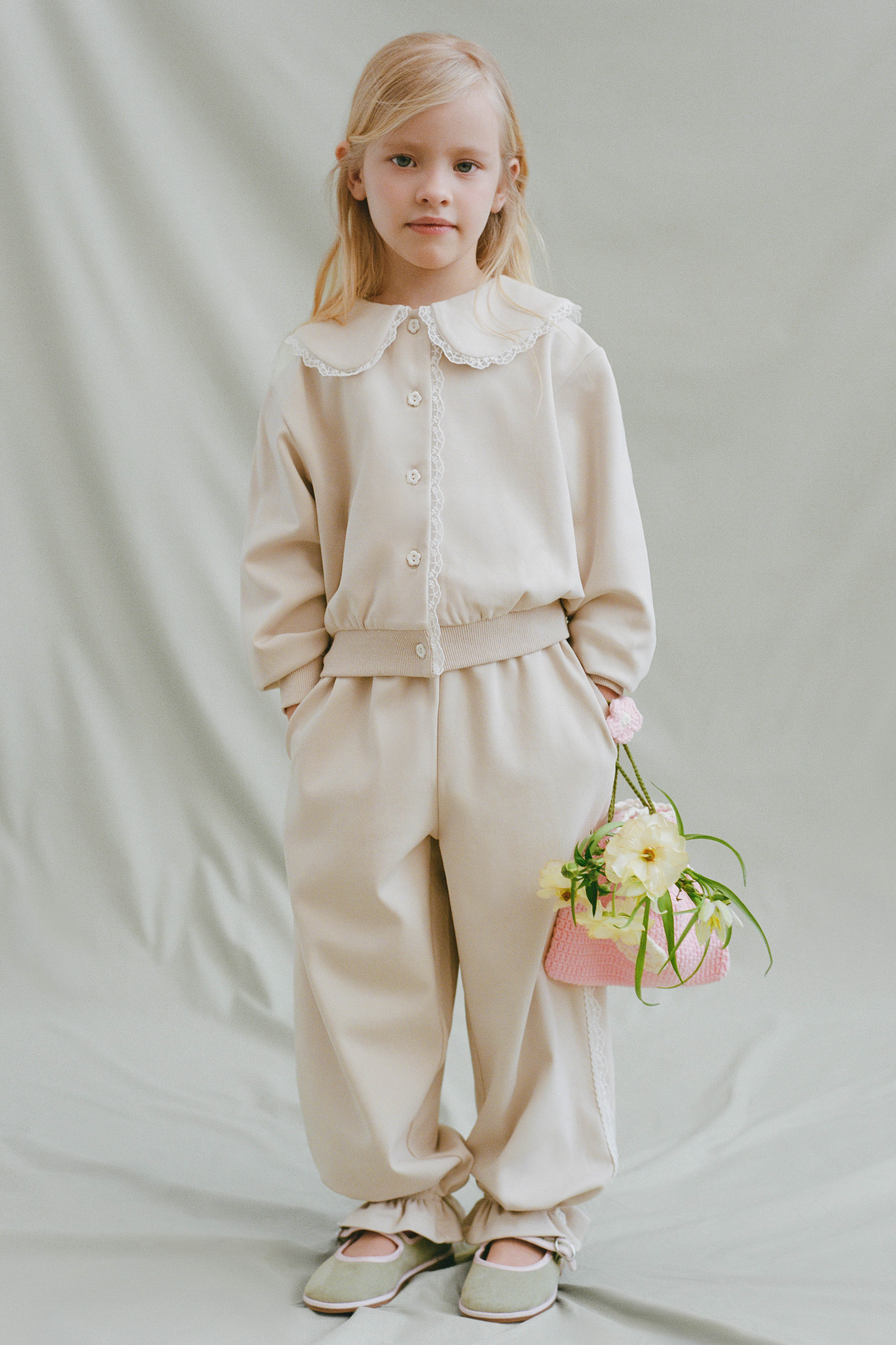 LACE-TRIMMED COTTON JOGGERS