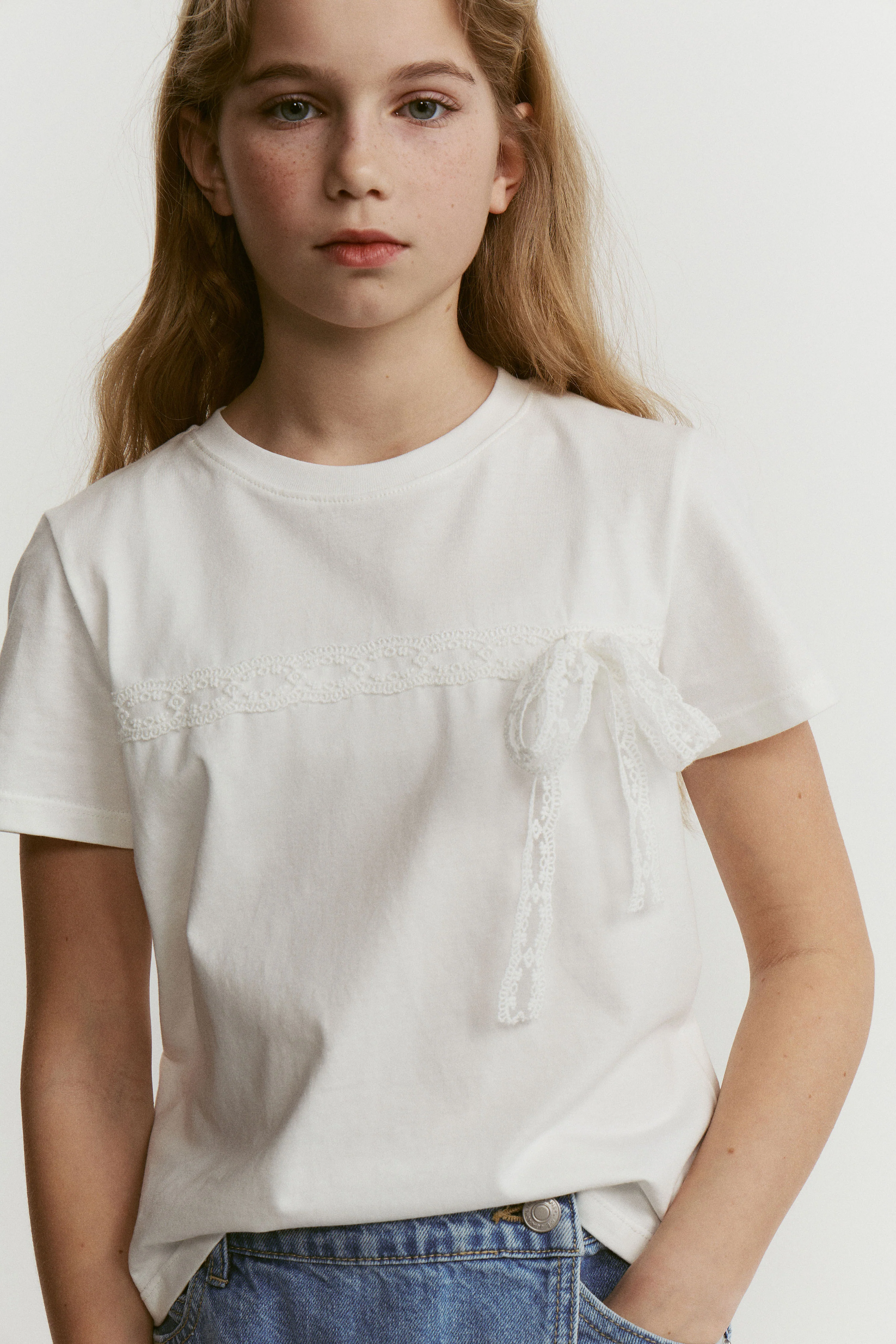LACE-TRIMMED COTTON T-SHIRT - Image 2