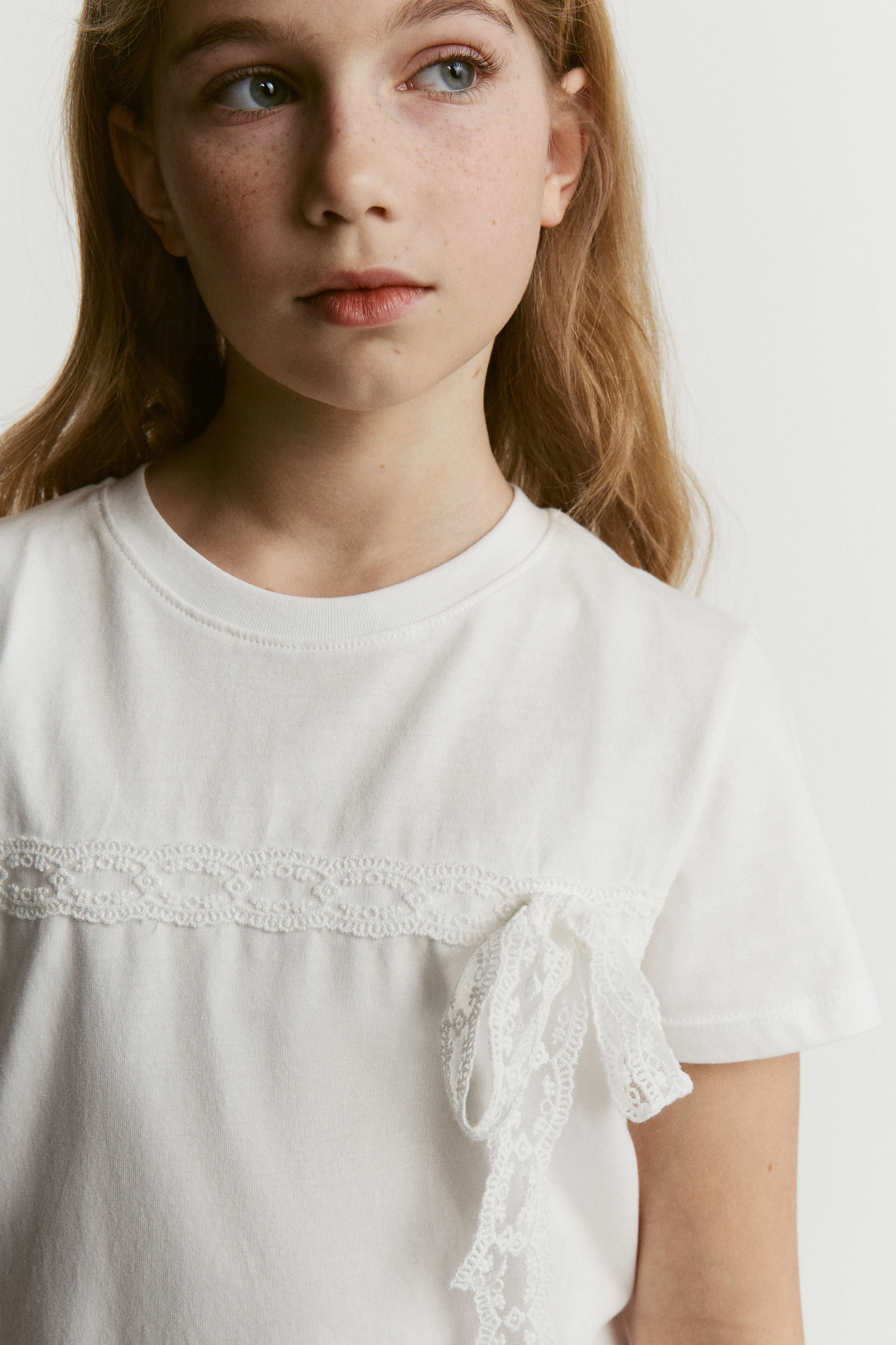 LACE-TRIMMED COTTON T-SHIRT - Image 3