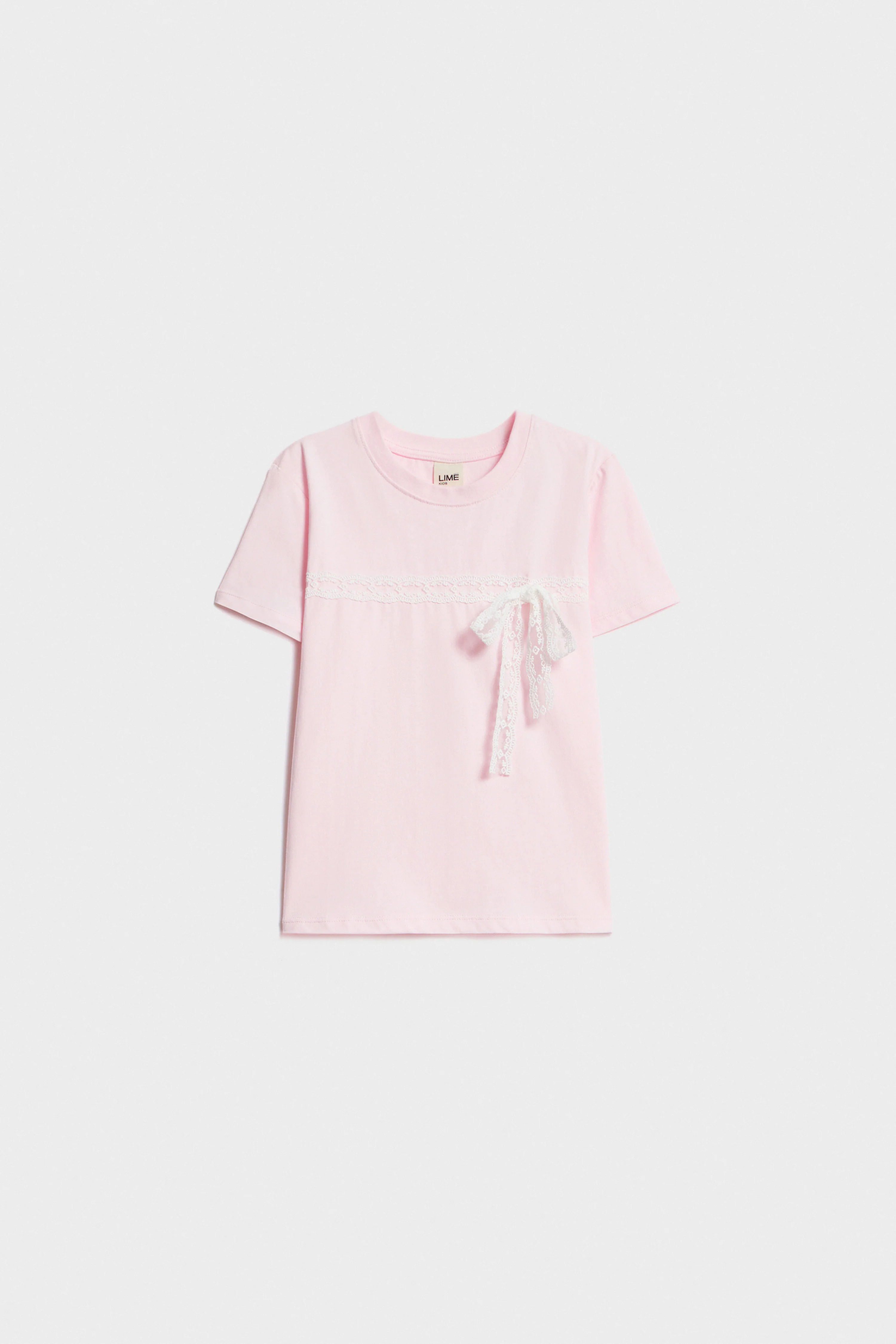 LACE-TRIMMED COTTON T-SHIRT