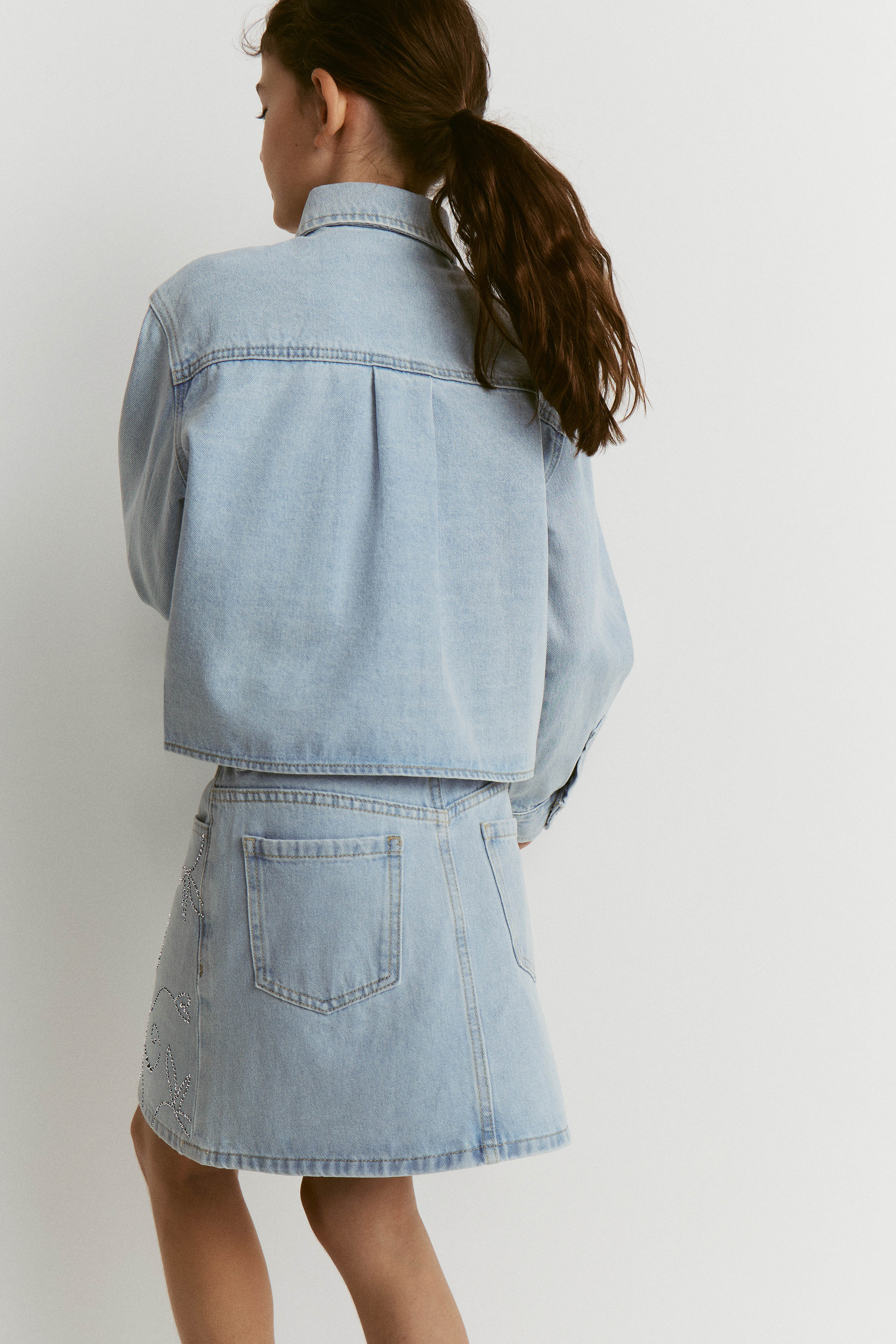 RHINESTONE-EMBELLISHED DENIM SKIRT - Image 4