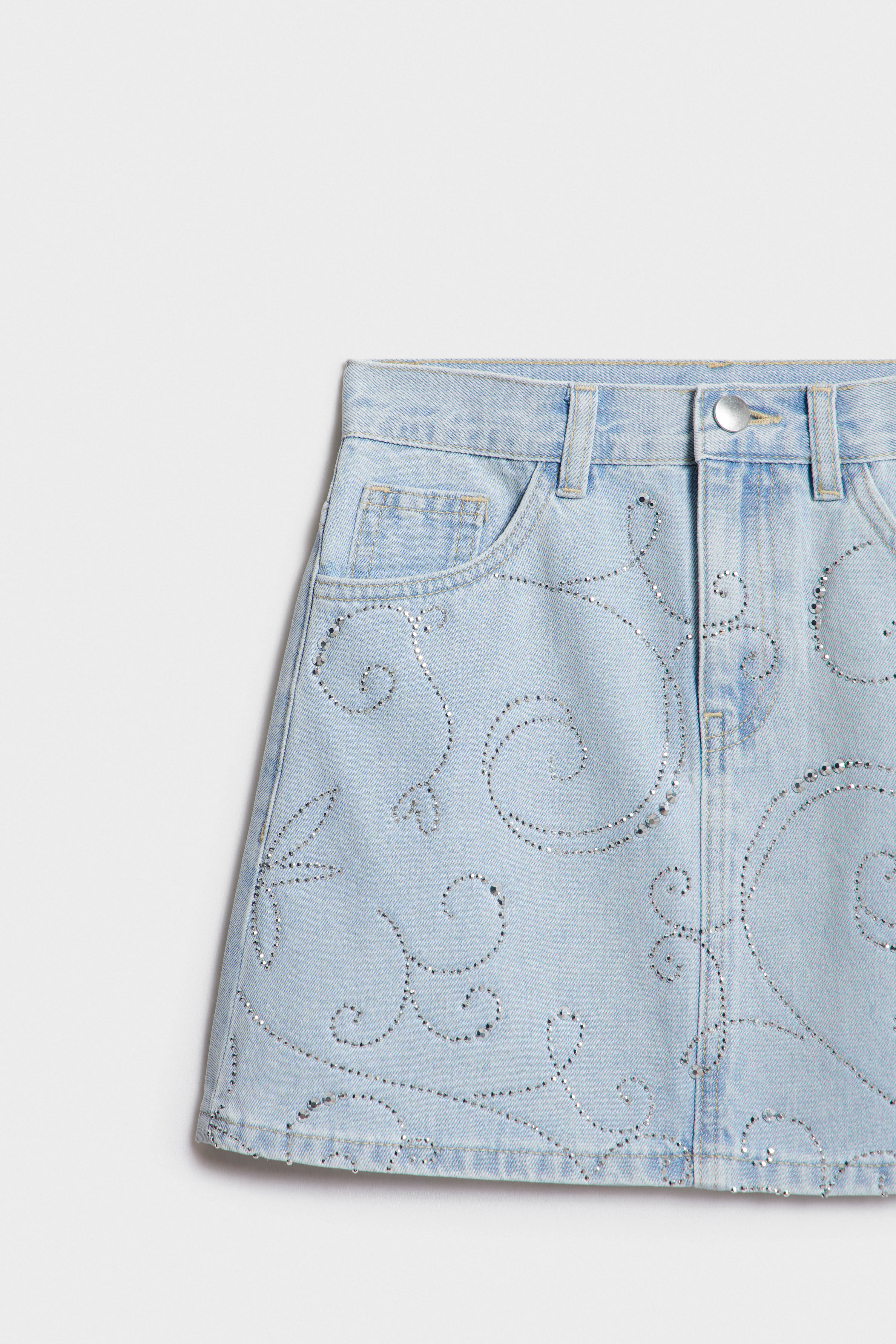 RHINESTONE-EMBELLISHED DENIM SKIRT - Image 7