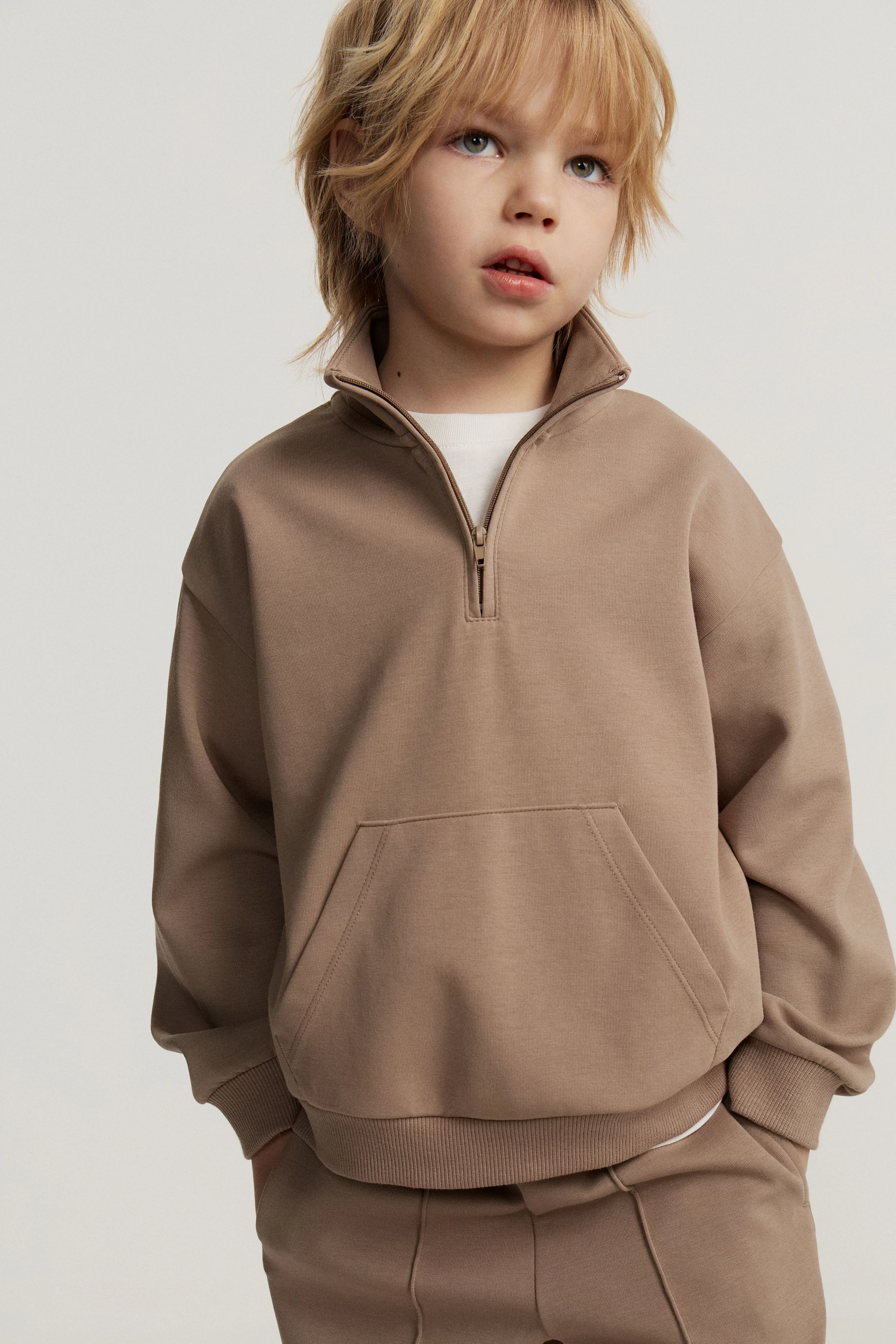 ZIP-TOP INTERLOCK SWEATSHIRT